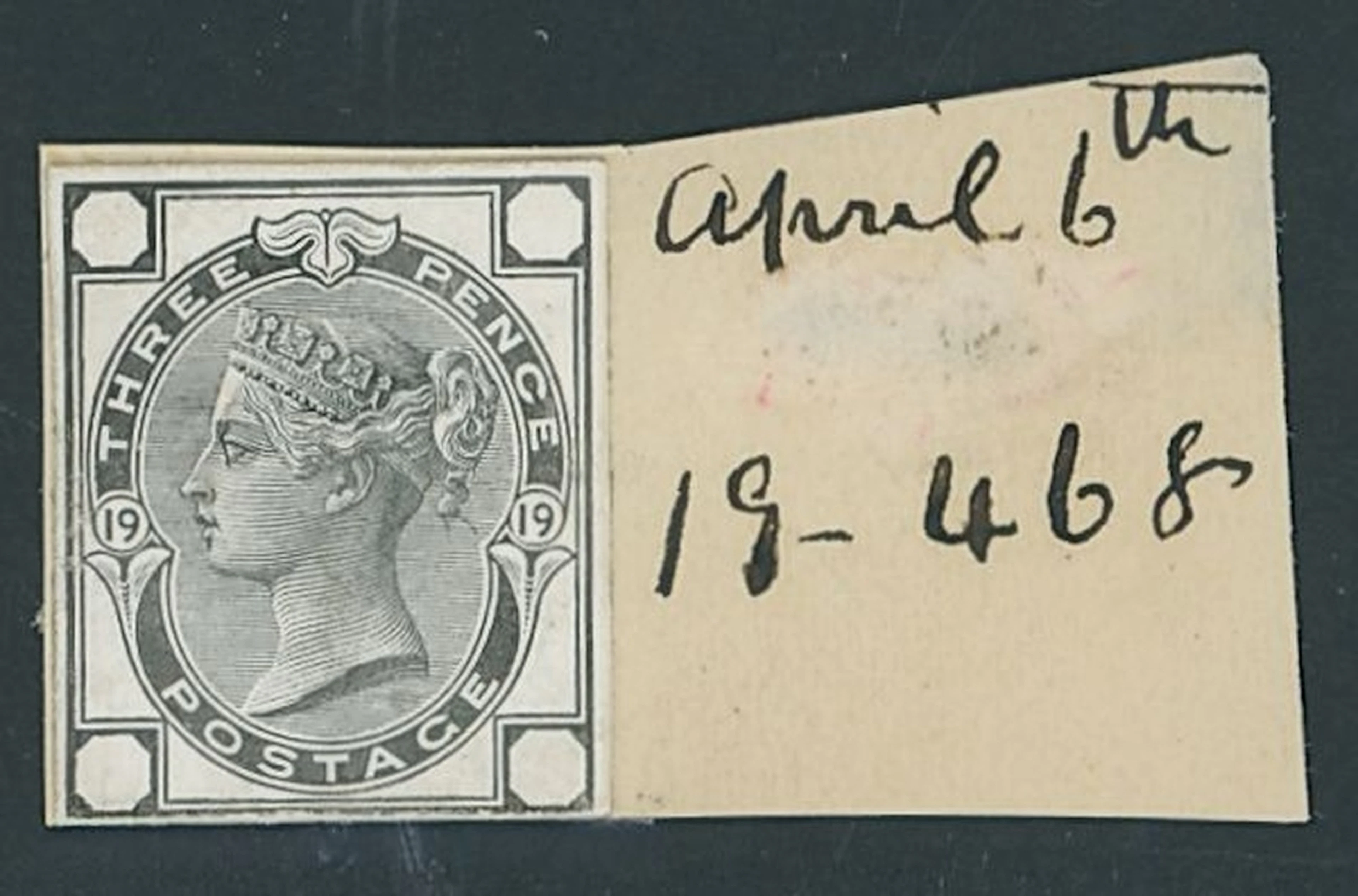 Great Britain 1873-80 1874 3d. stamp-sized die proof in black from