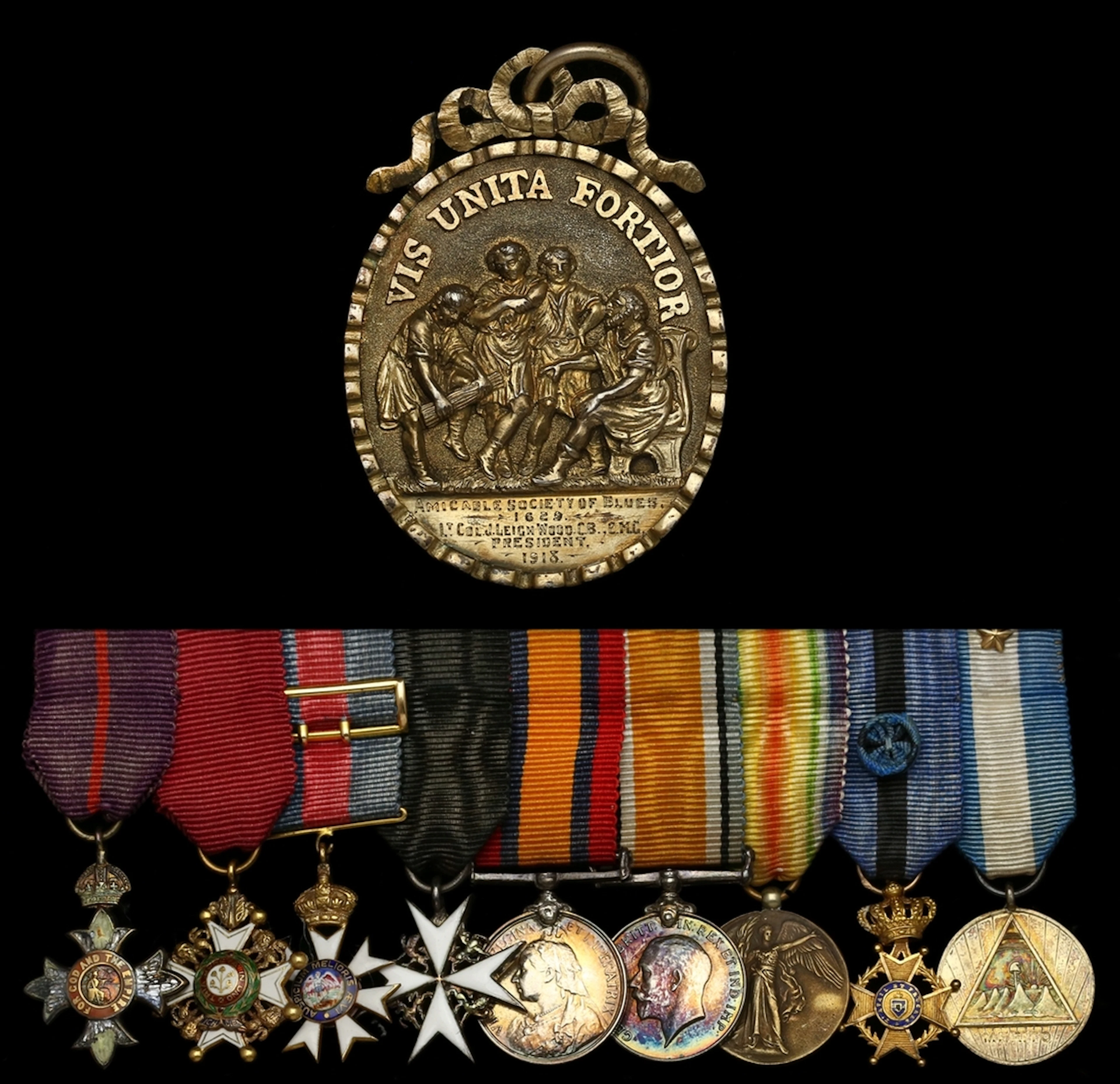 The mounted C.B., K.B.E., C.M.G., K. St. J. group of nine miniature