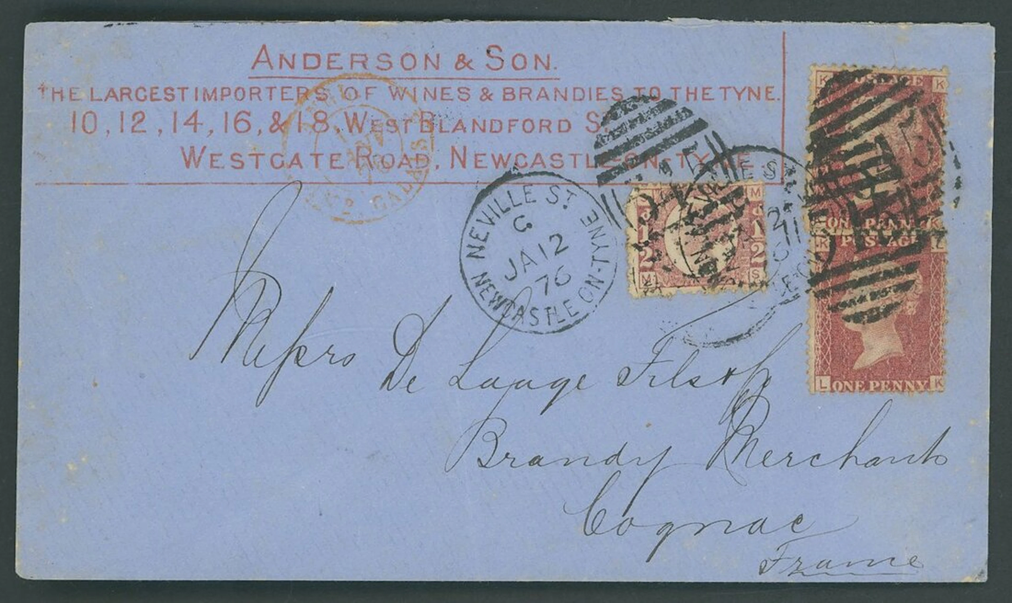Great Britain Advertising Envelopes Anderson & Son 1876 (12 Jan.)