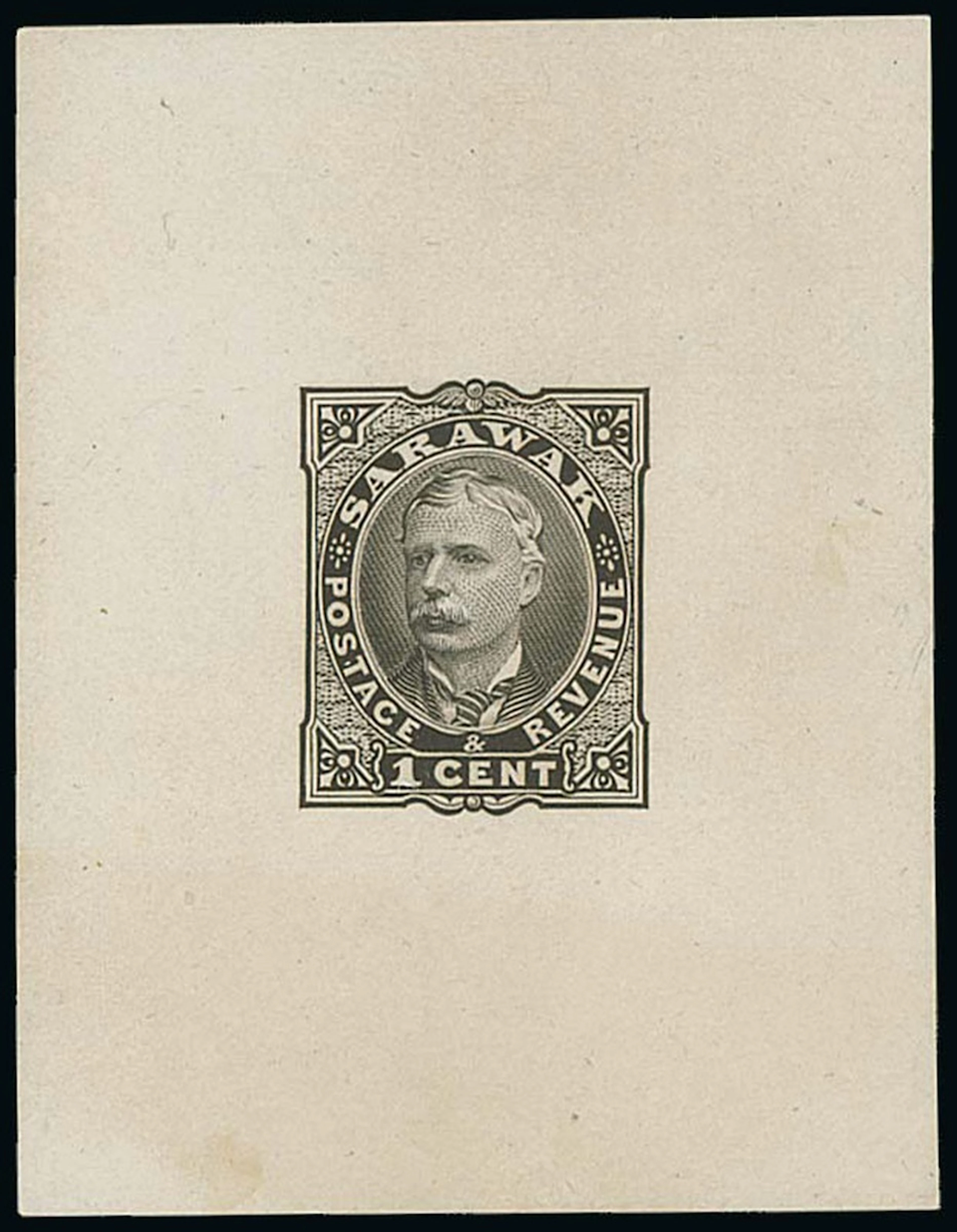 Sarawak 1895 Perkins Bacon Issue Die Proofs 1c. in black on surfaced