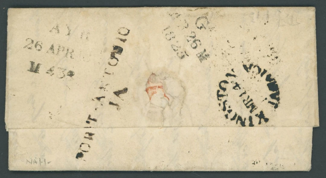 Jamaica The Post Town Straight-Line Handstamps 1825 (12 Mar.) entire