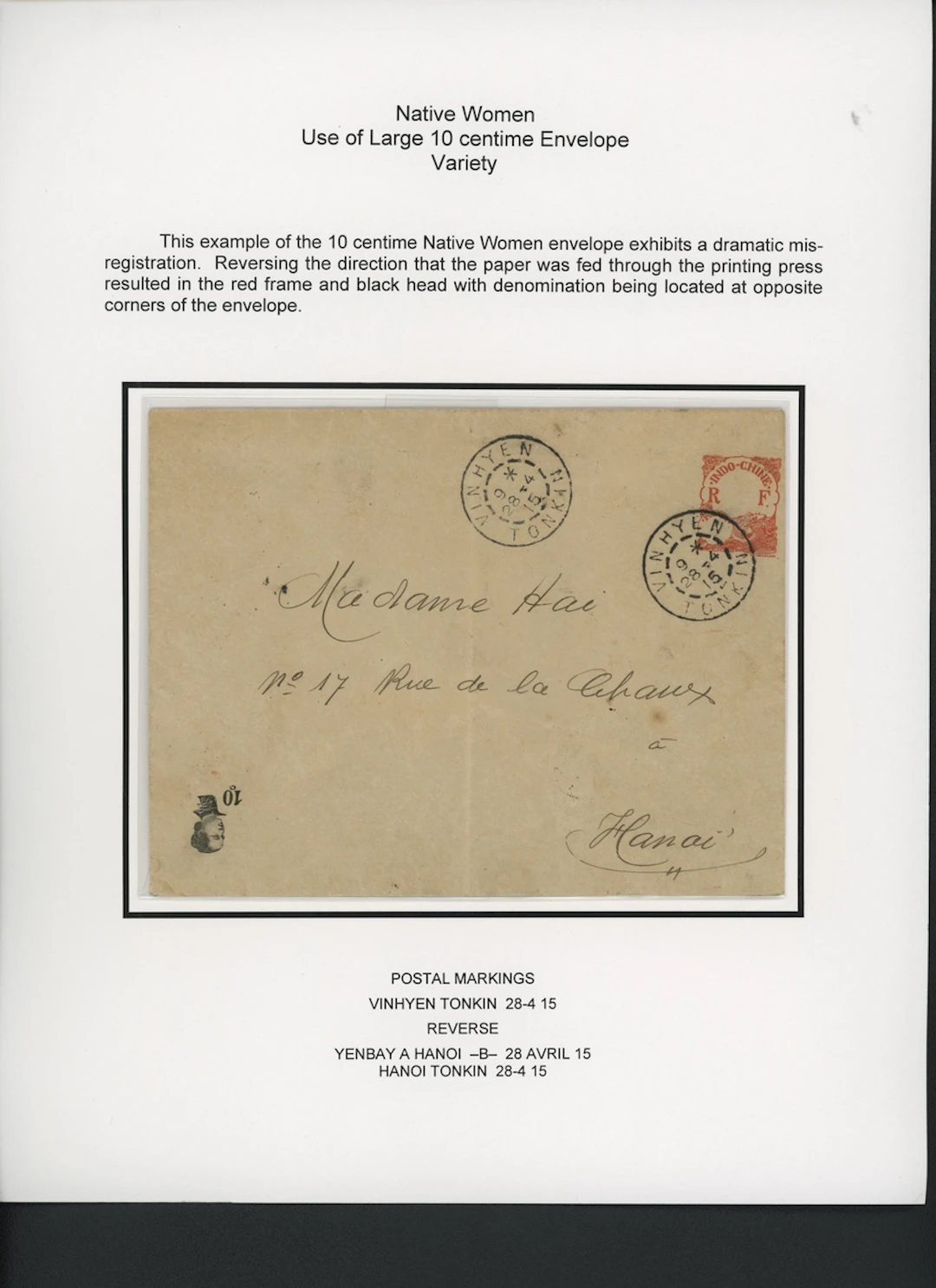 Indo-China French Indo-Chinese Post Office 1907 Native Women issue - stationery