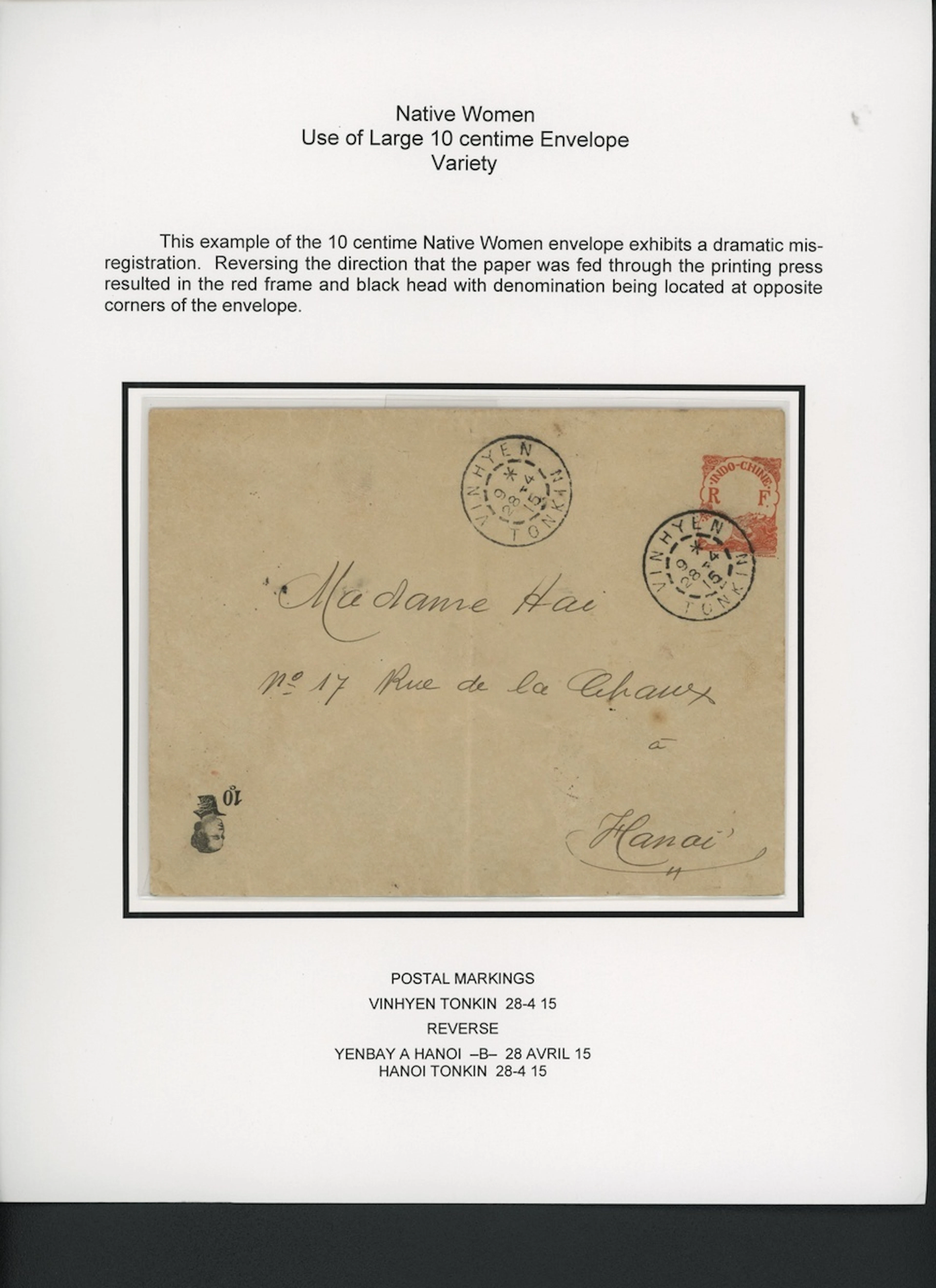 Indo-China French Indo-Chinese Post Office 1907 Native Women issue - stationery