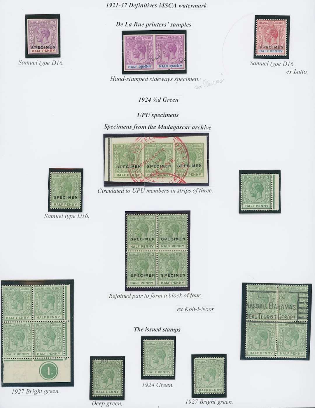 Bahamas 1921-37 Script specialised group of the issue from ½d. to