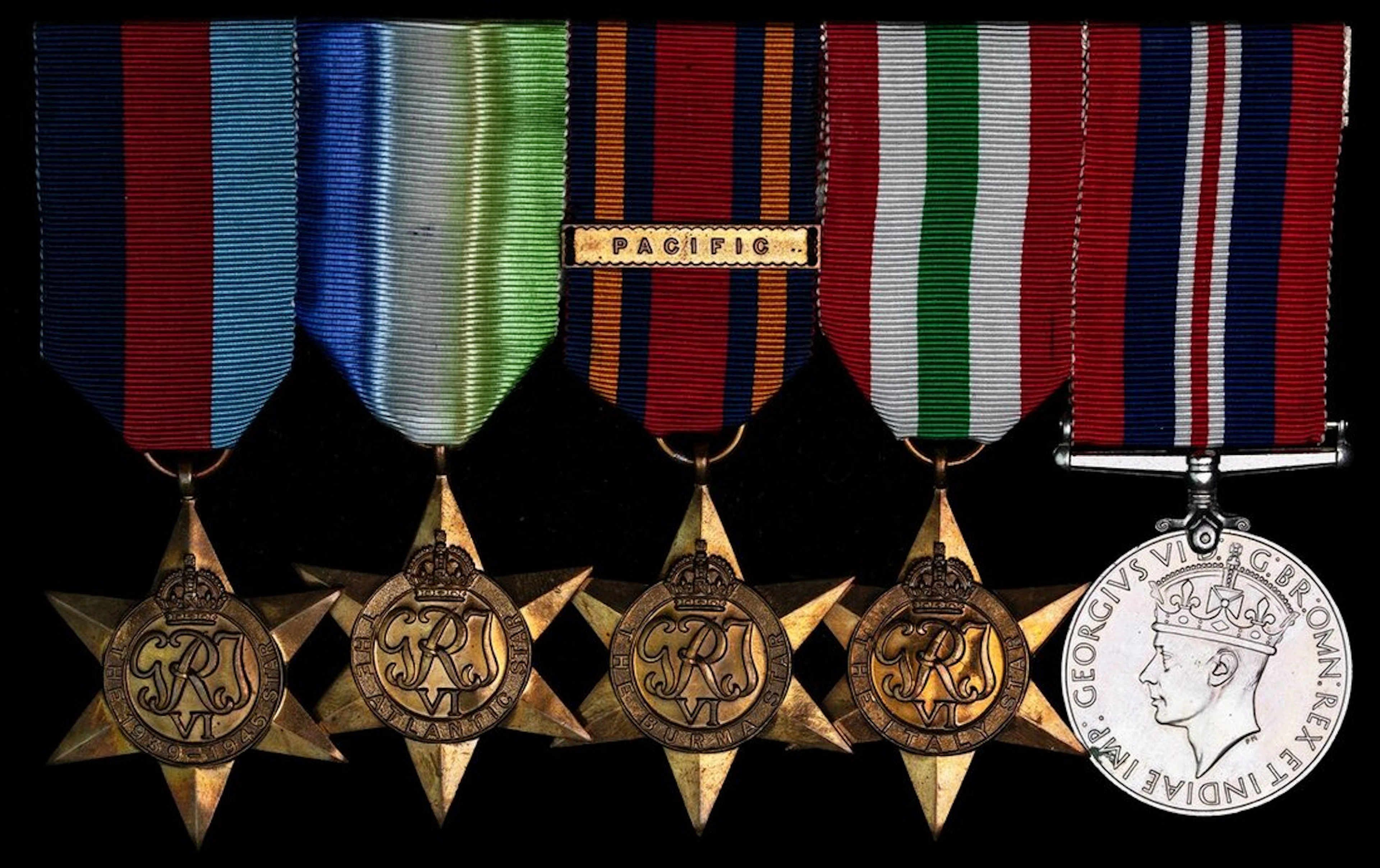 Five: K. Cotterill, Royal Navy 1939-45 Star; Atlantic Star; Burma