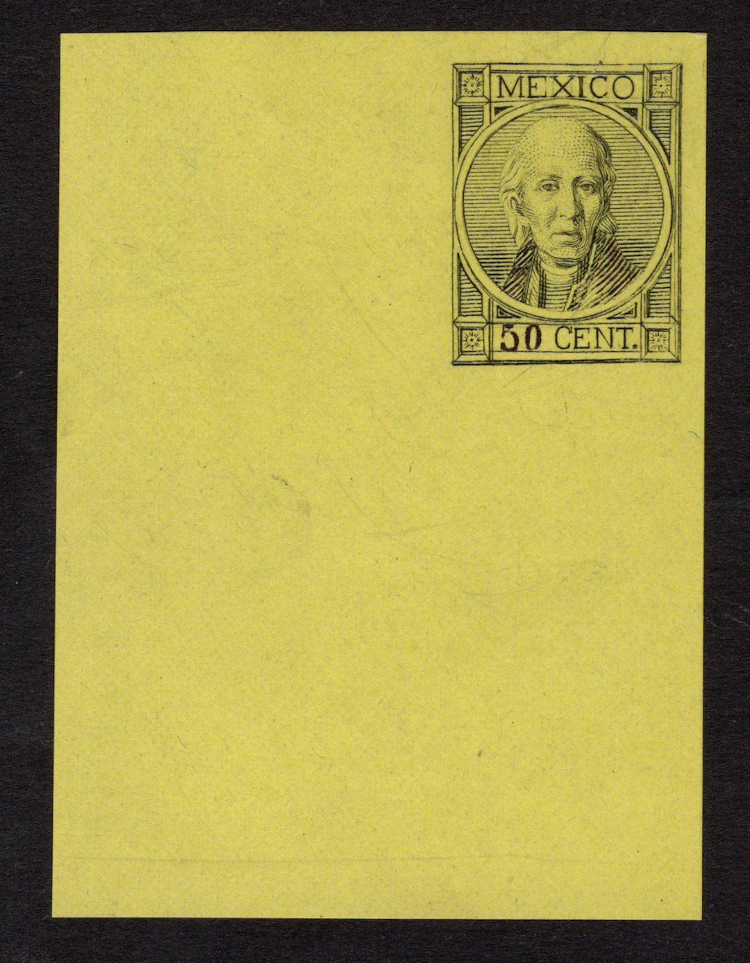 1856-1883 Classic Period 1868, "Hidalgo", 50c. black on yellow, thin