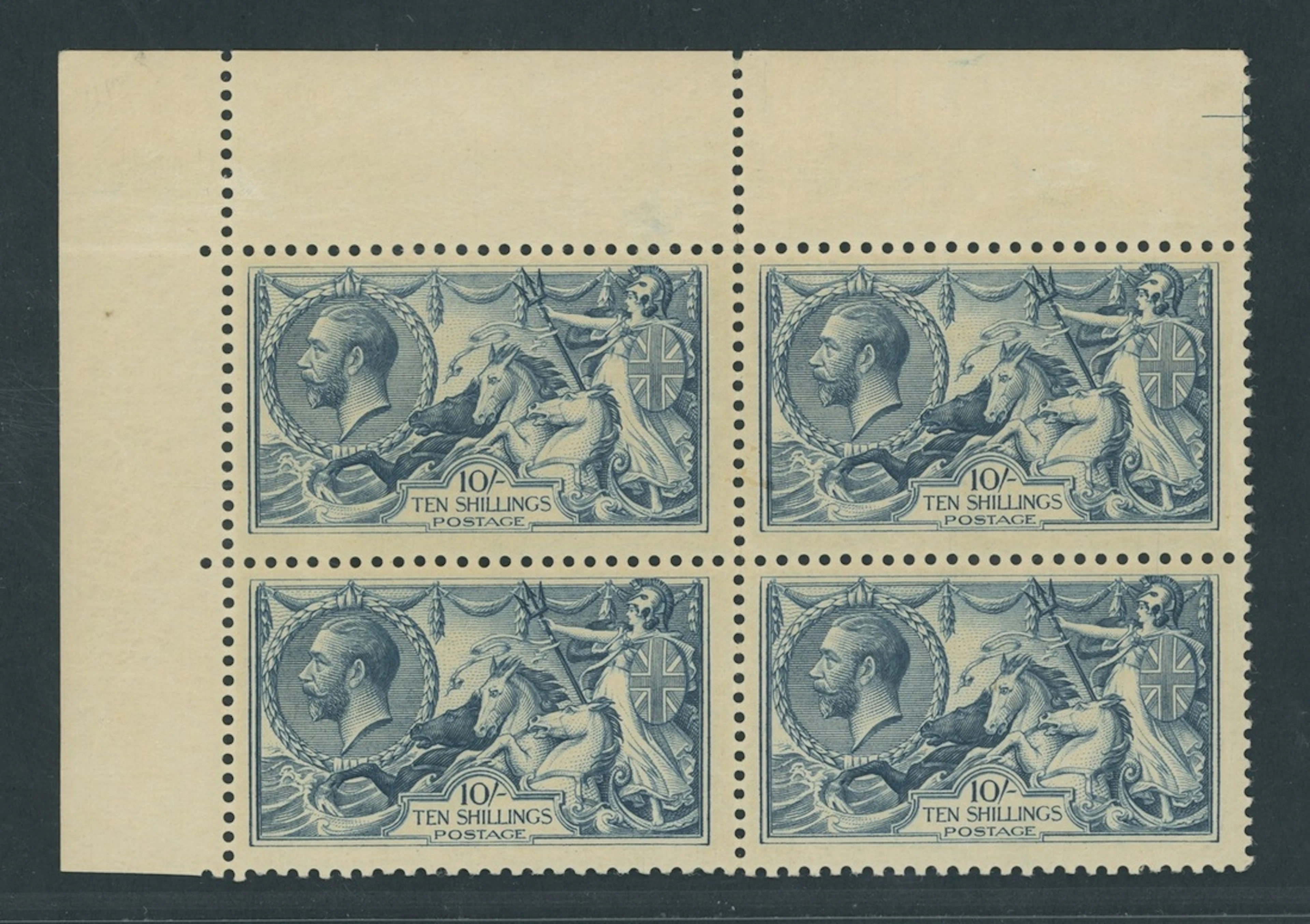 Great Britain King George V 1918-19 Bradbury Wilkinson 10/- blackish-blue