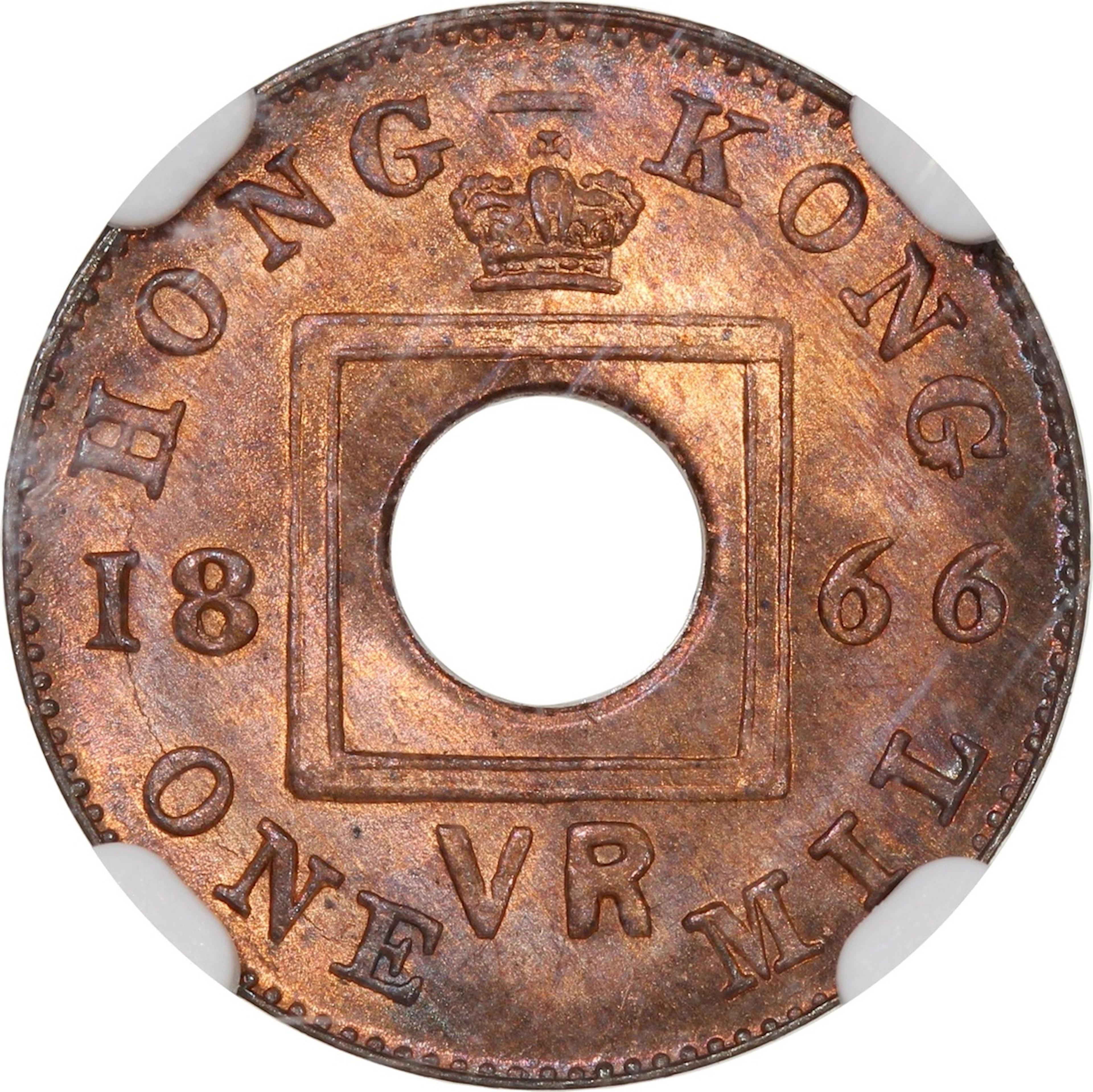 Hong Kong, [NGC MS66RB] bronze 1 mil, 1866