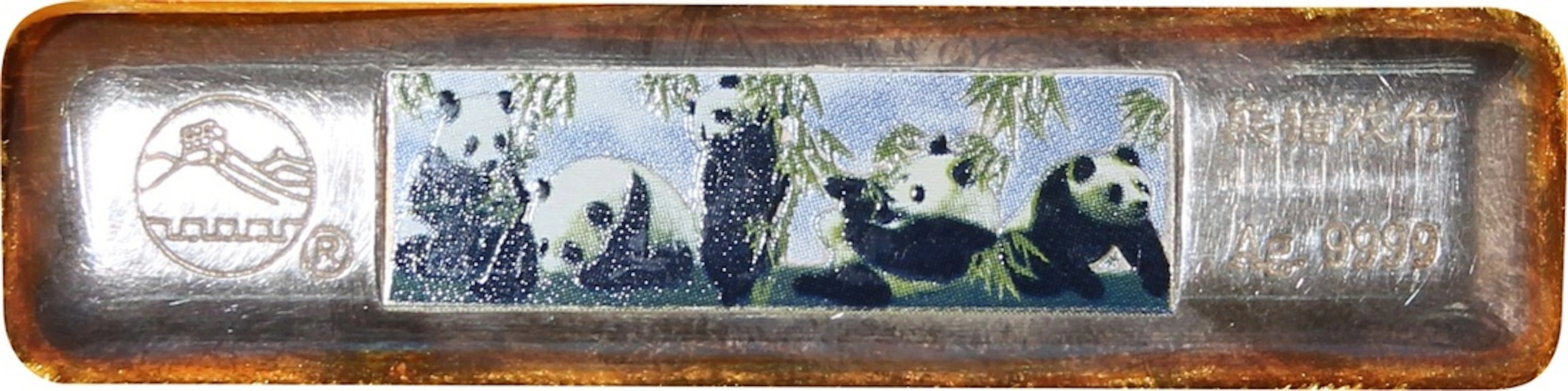 China, a colorised silver bar, 2001, cert. 1208, 'panda'