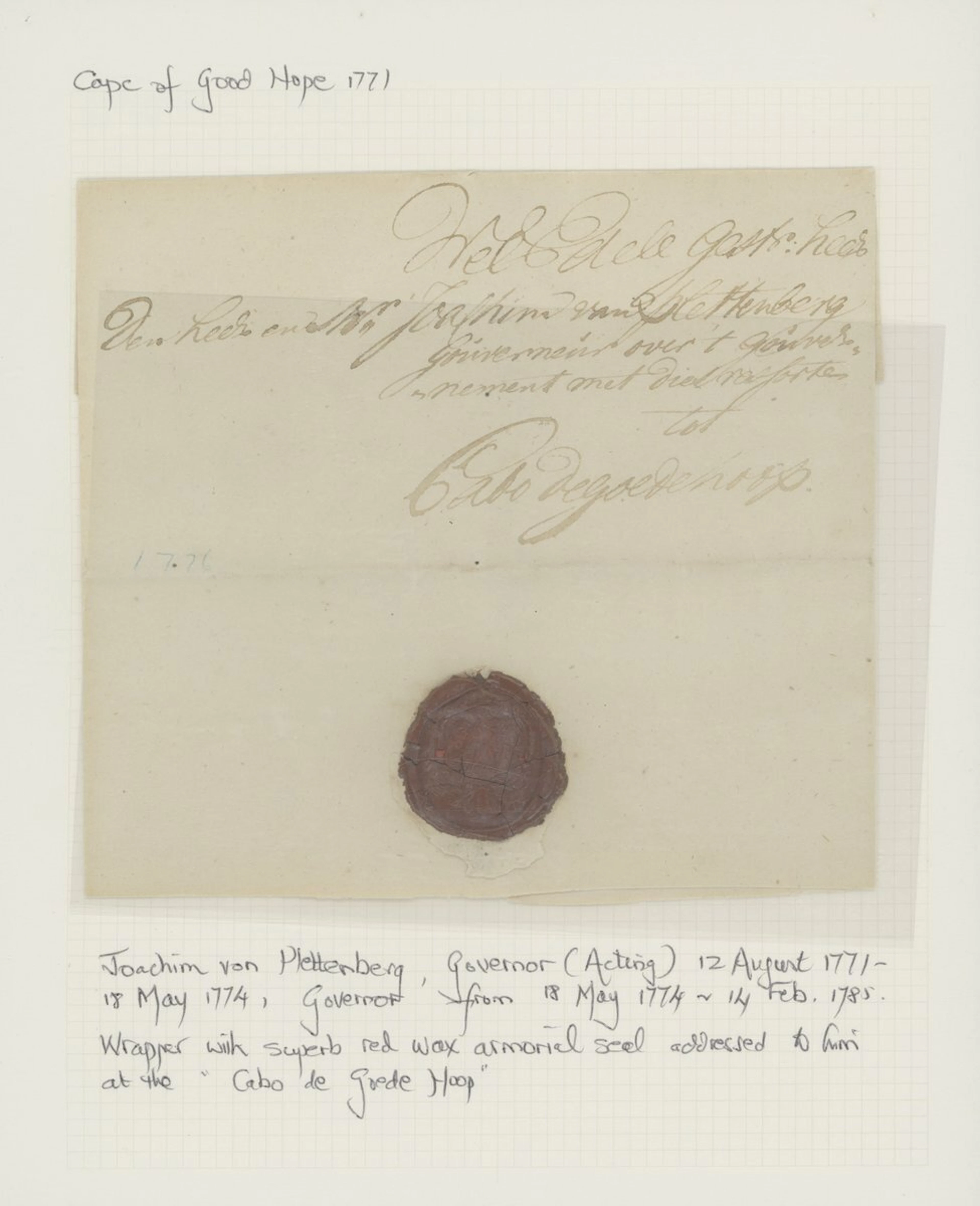 Cape of Good Hope 1709-1771, six entires ex The "Kronenberger" Collection