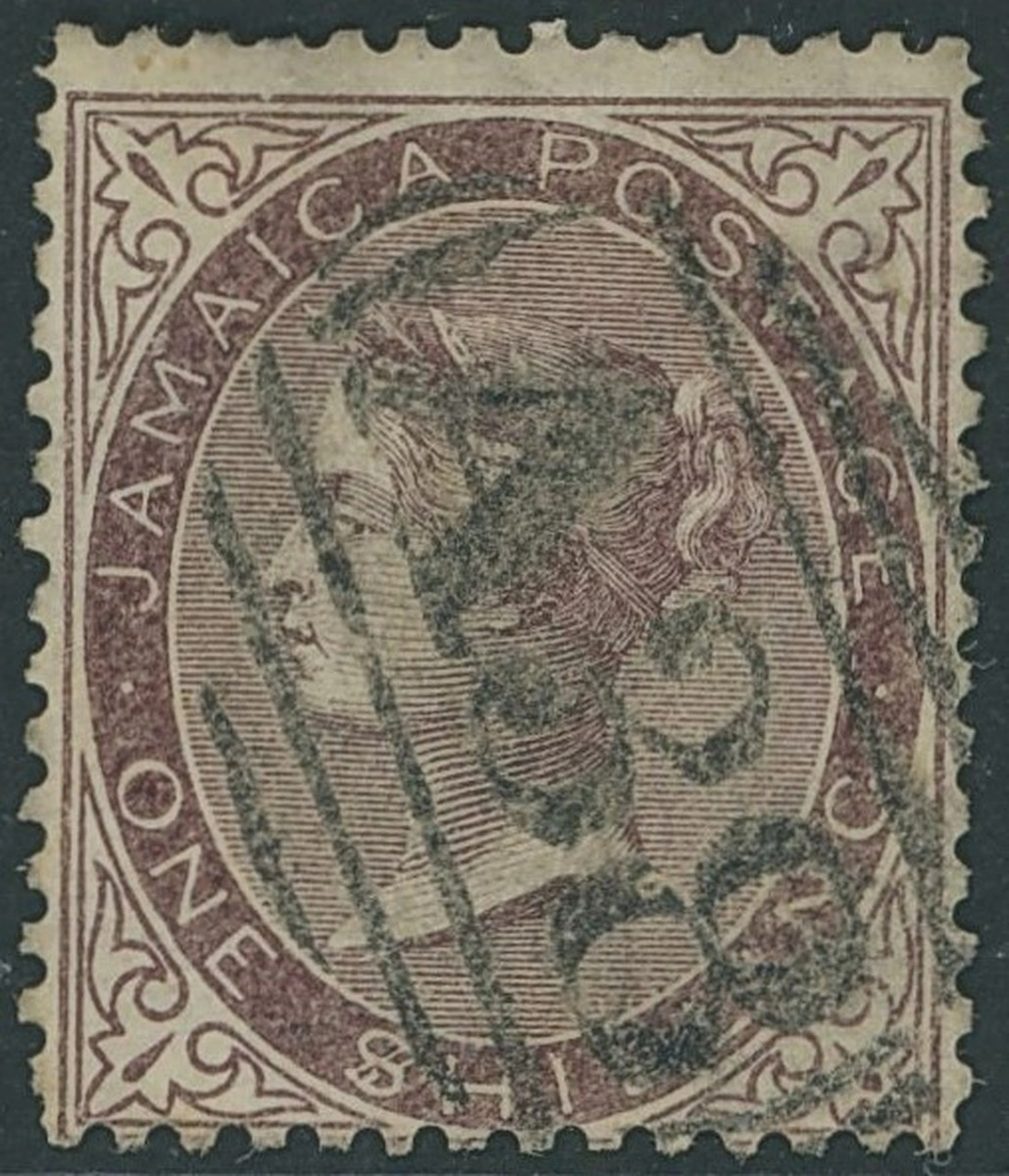 Jamaica 1860-70 Watermark Pineapple Issued Stamps 1/- purple-brown