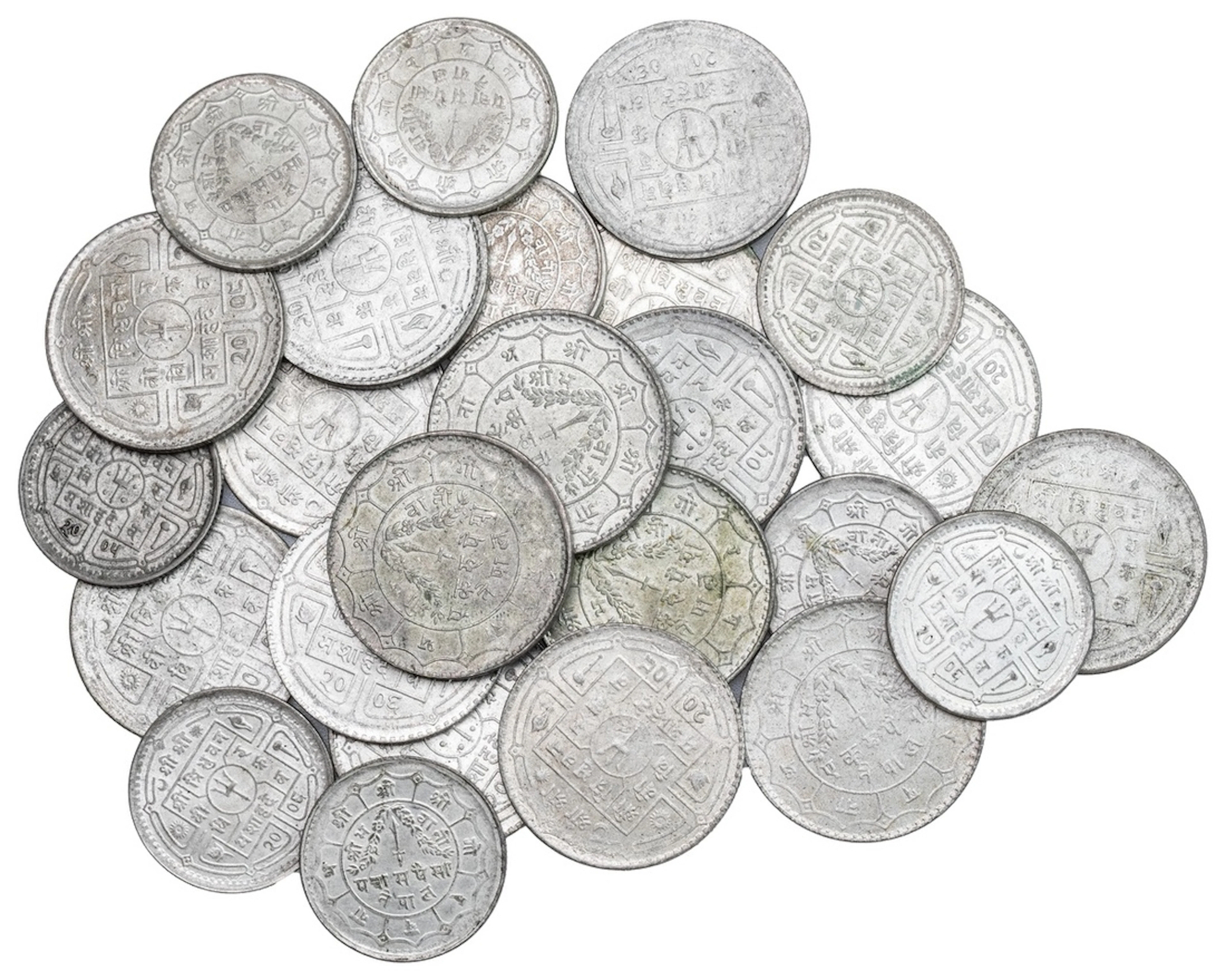Nepal, Tribhuvan Vir Vikram Shah (1st reign, 1911-1950), silver alloy