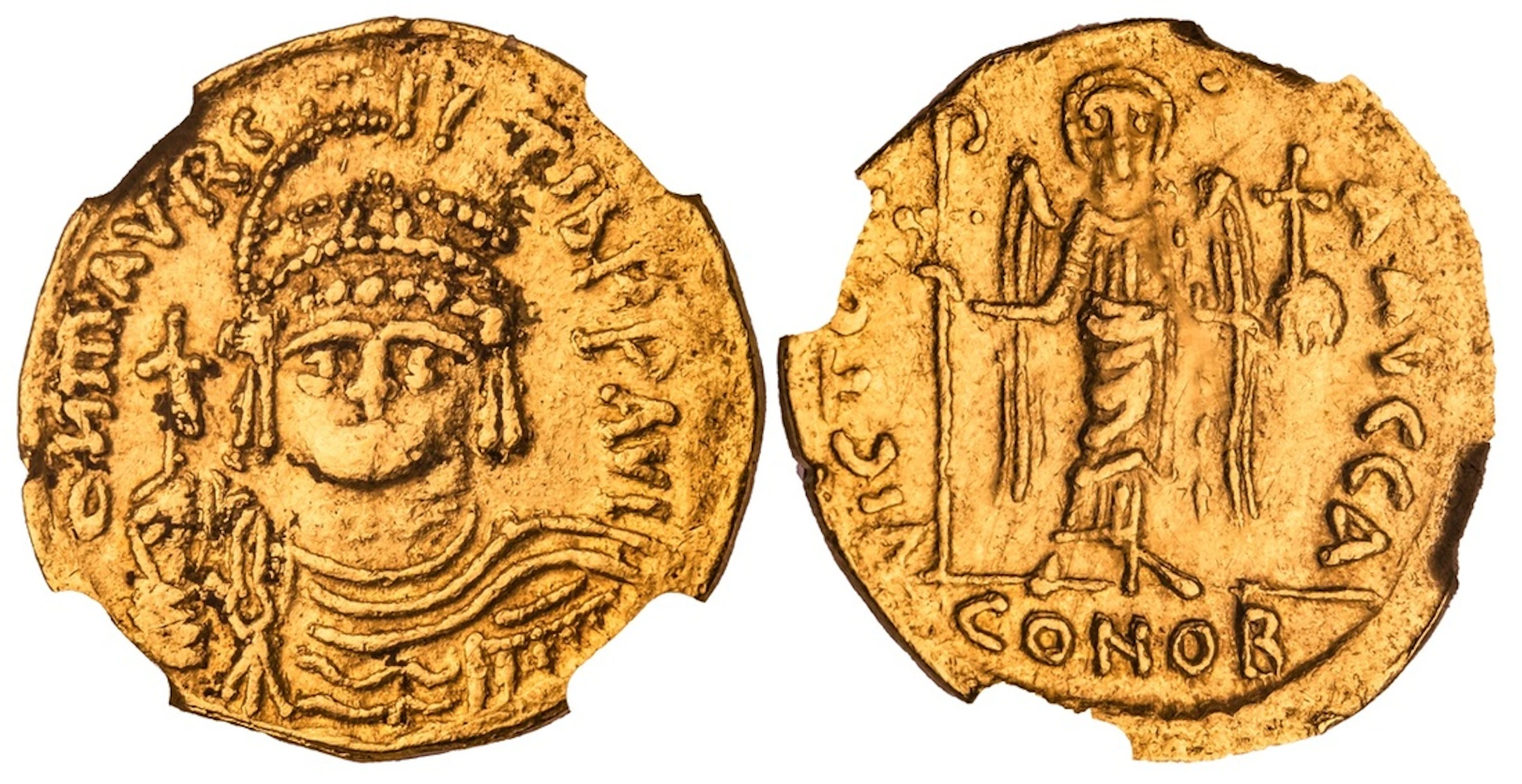 NGC XF | Byzantine Empire, Maurice, (582-602), AV Solidus, 1st Officina