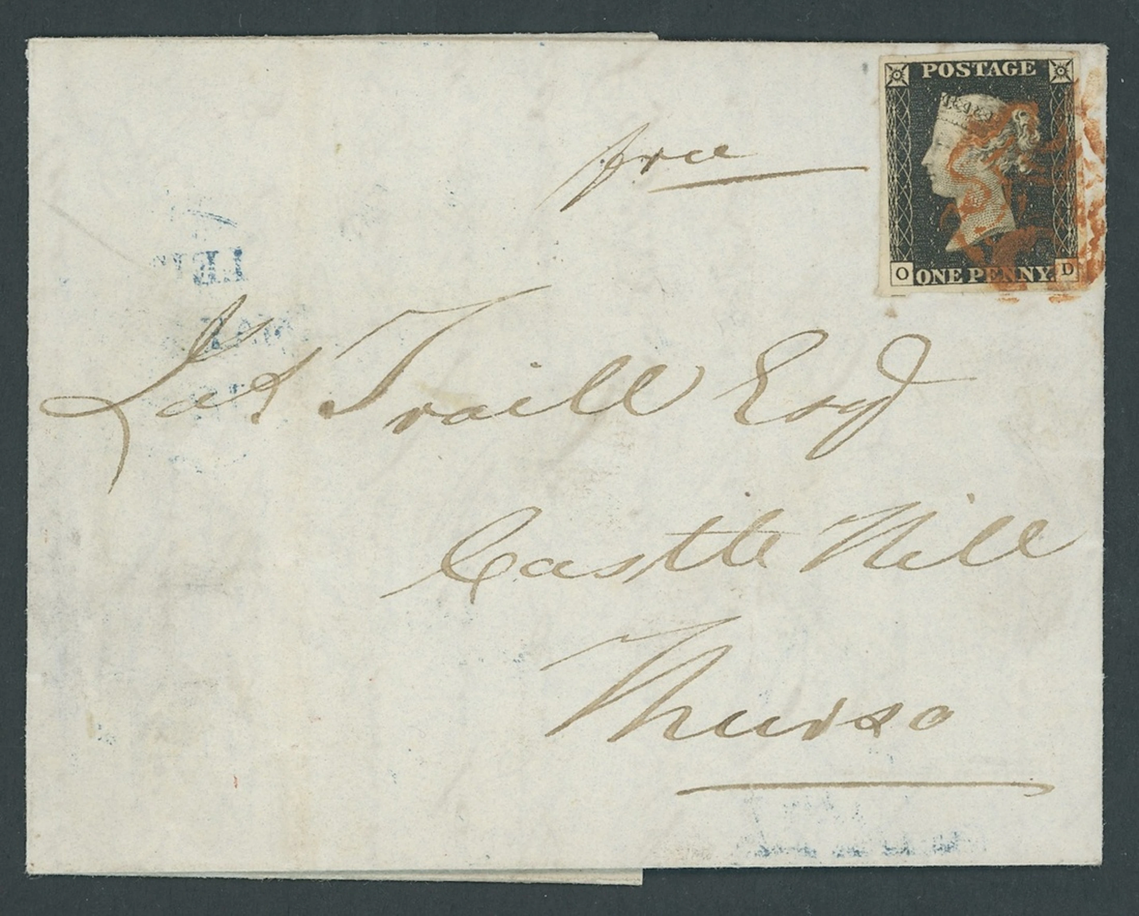Great Britain 1840 One Penny Black Plate 2 OD, large to very large