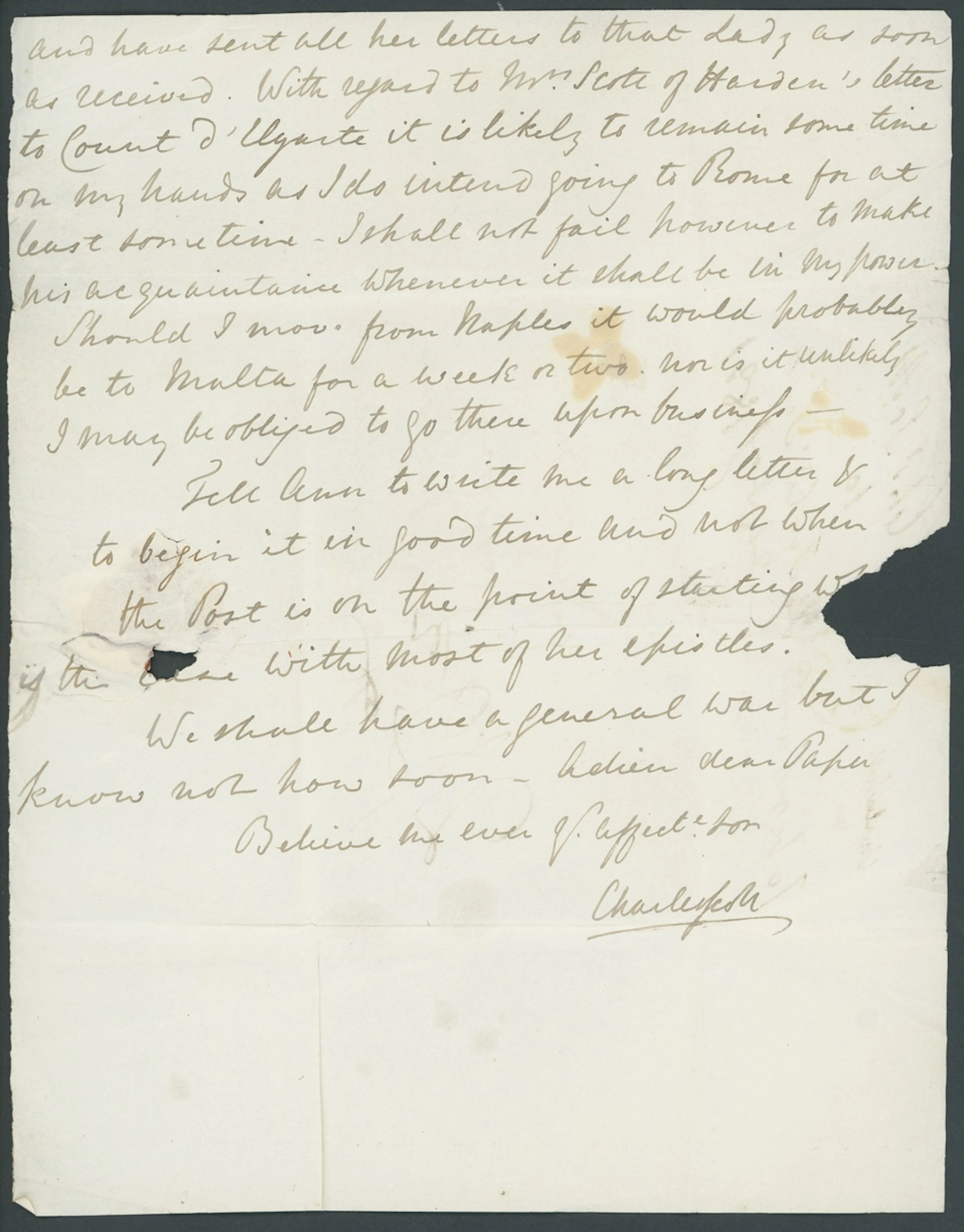 Great Britain Sir Walter Scott (1771-1832) 1831 (24 Jan.) Autograph