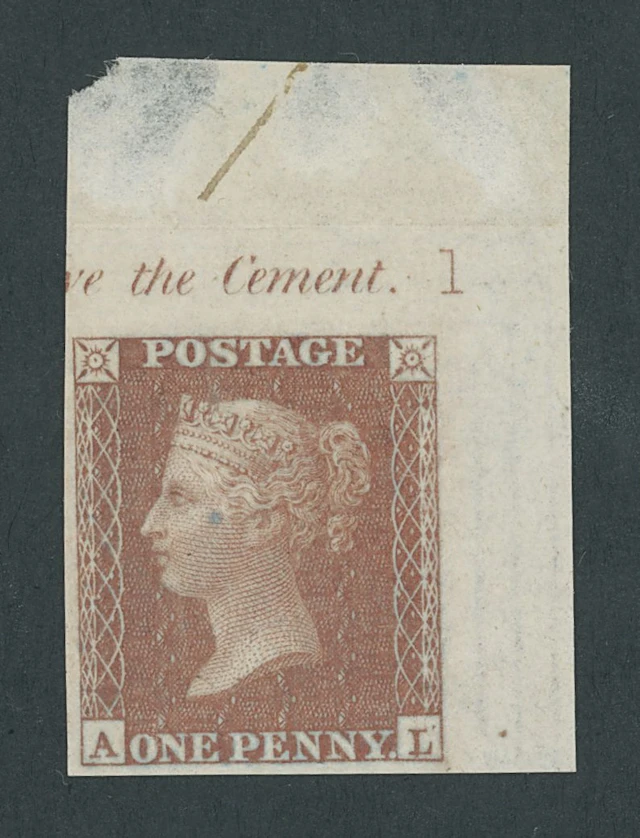Great Britain 1854-61 One Penny Red-Brown Plate 1 AL, Die imperforate