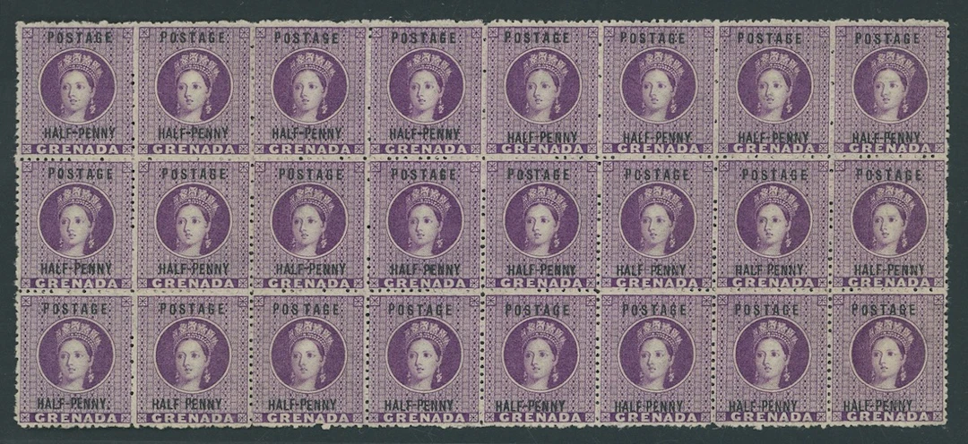 Grenada Issued Stamps 1881 (Apr.) watermark Large Star, ½d. deep mauve