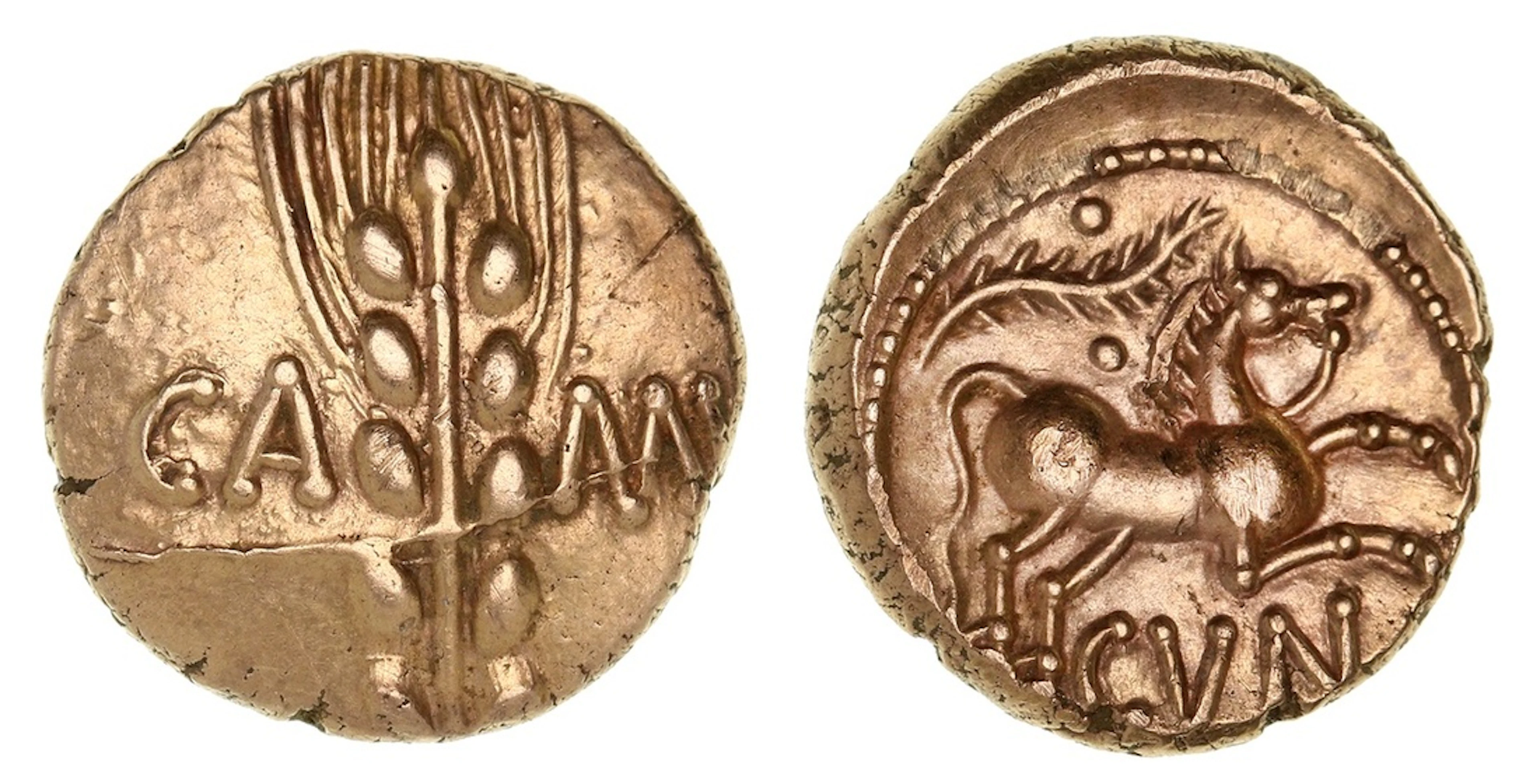 Iron Age Britain, Catuvellauni, Cunobelin (AD 9-40), AV Stater, 'Linear'