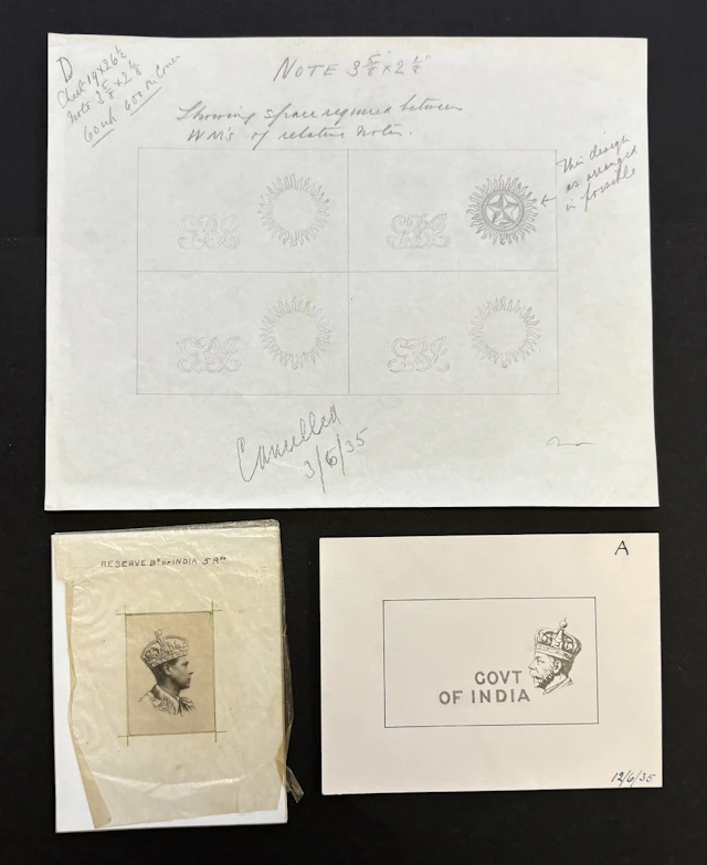 Government of India, [3 pieces] group of printer's material, ca. 1935