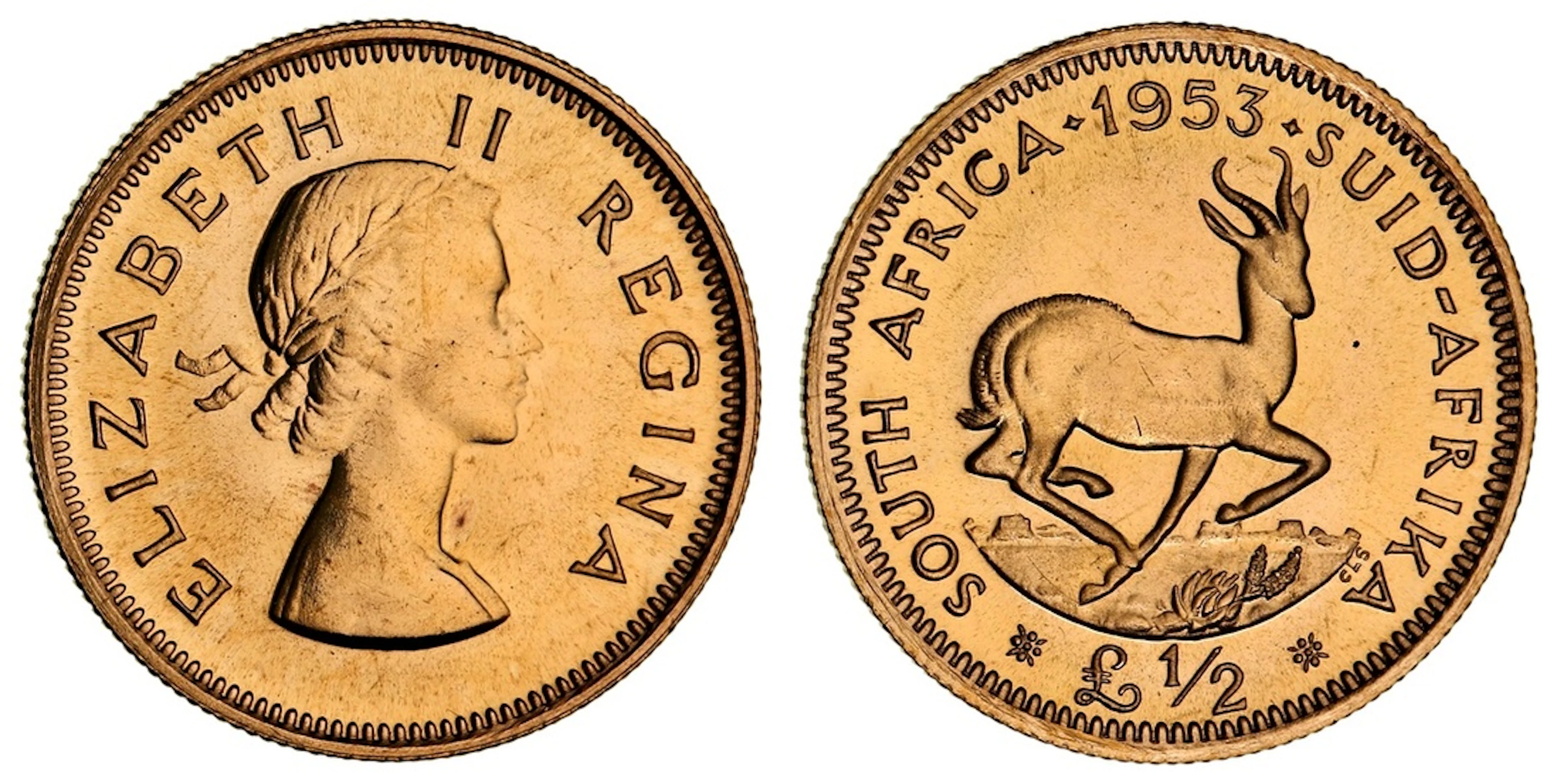 NGC PF65 | South Africa, Elizabeth II (1952-1961), Proof Gold Half-Pond
