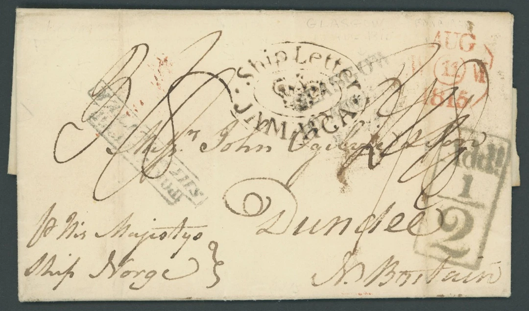 Jamaica Ship Letter Handstamps 1815 (27 May) entire letter to Dundee