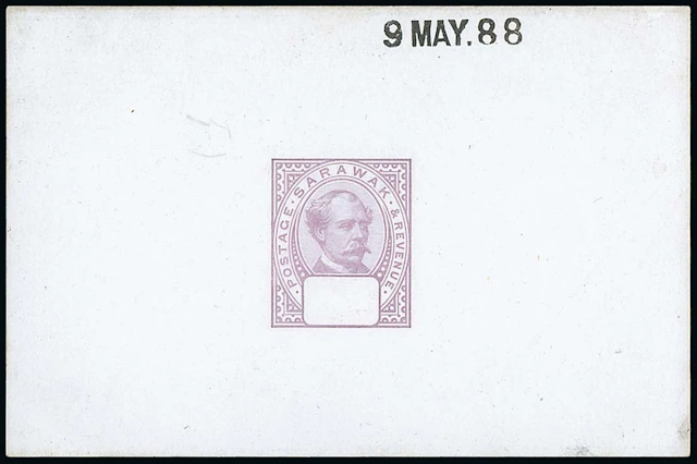 Sarawak 1888-97 "postage & revenue" Issue Die Proofs Master with blank