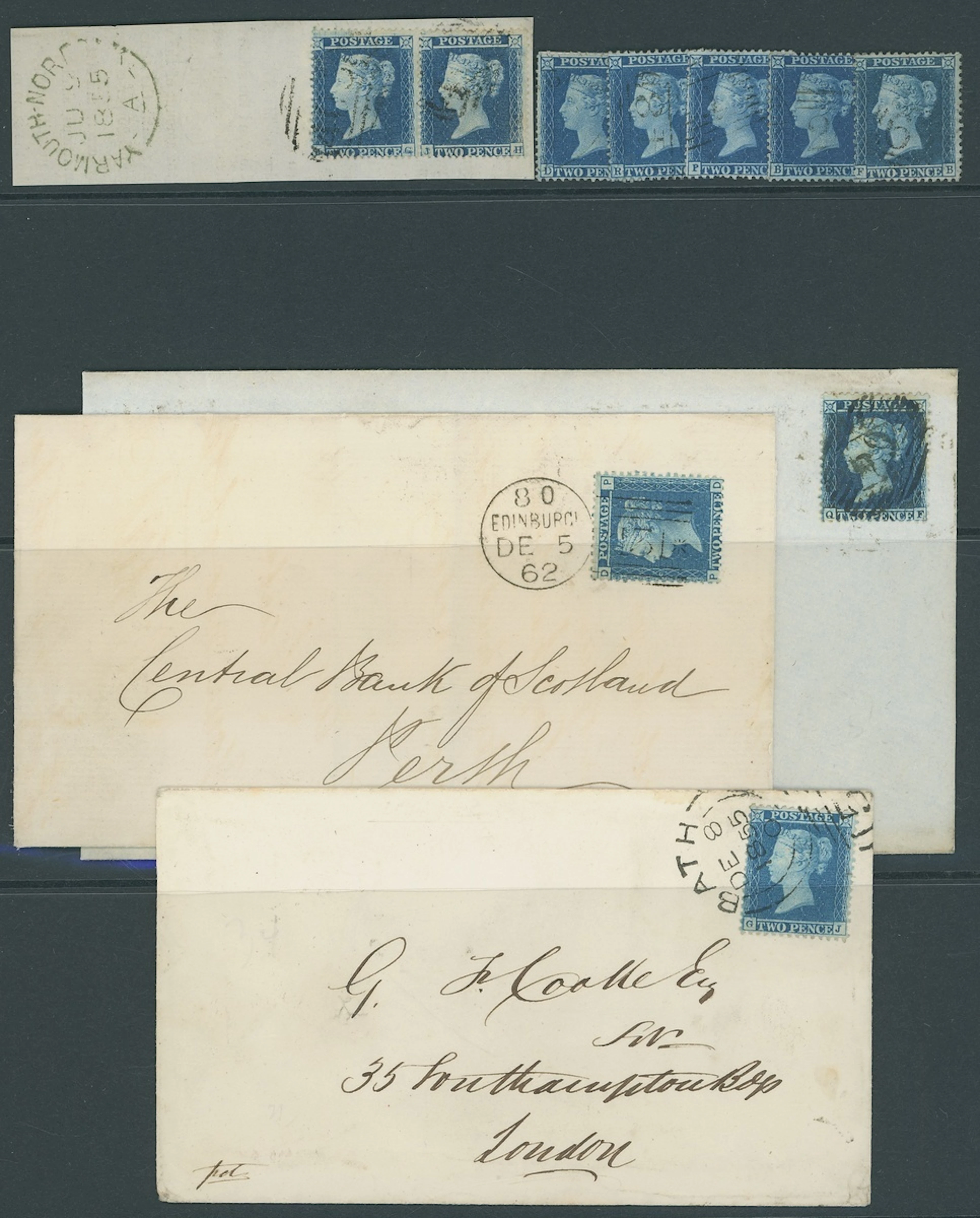 Great Britain 1854-57 Watermark Small Crown, Perf. 16 2d. blue, Plate