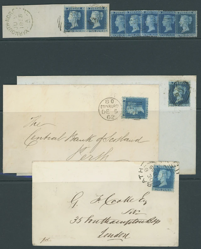 Great Britain 1854-57 Watermark Small Crown, Perf. 16 2d. blue, Plate