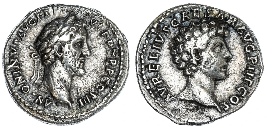 Roman Empire, Antoninus Pius (AD 138-161), AR Denarius, with Marcus