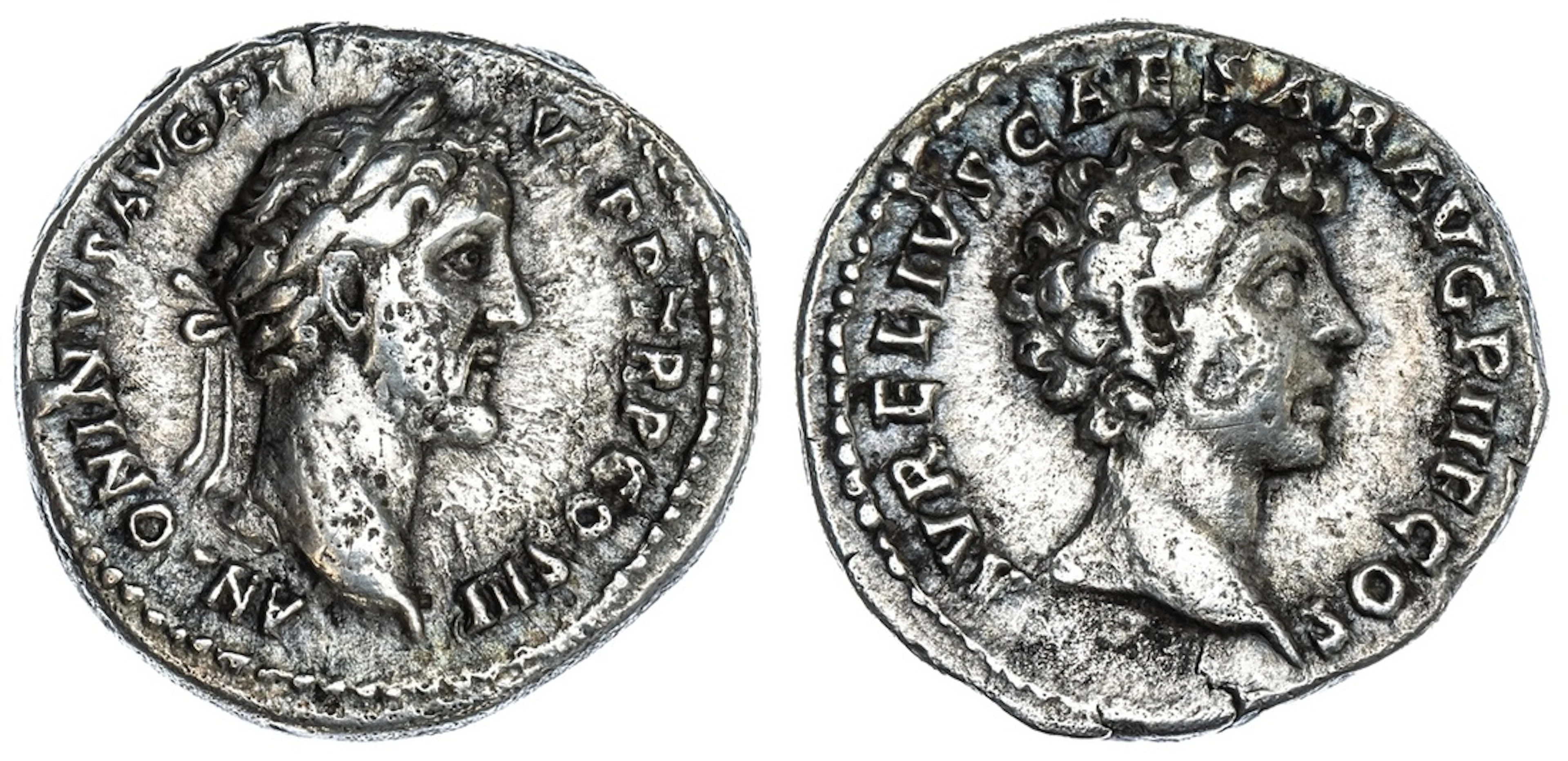 Roman Empire, Antoninus Pius (AD 138-161), AR Denarius, with Marcus