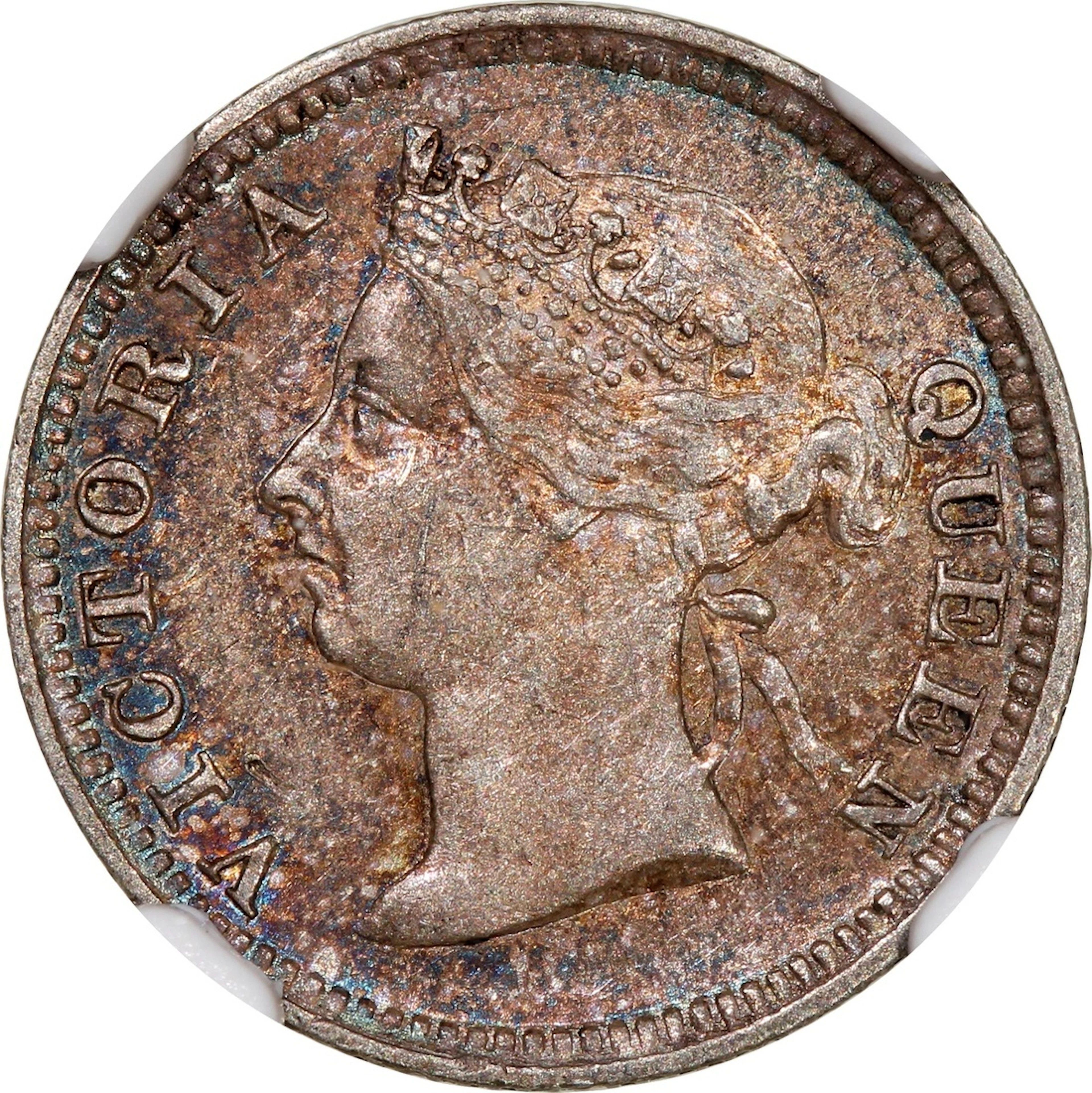 Hong Kong, Victoria, [NGC AU53] silver 5 cents, 1893
