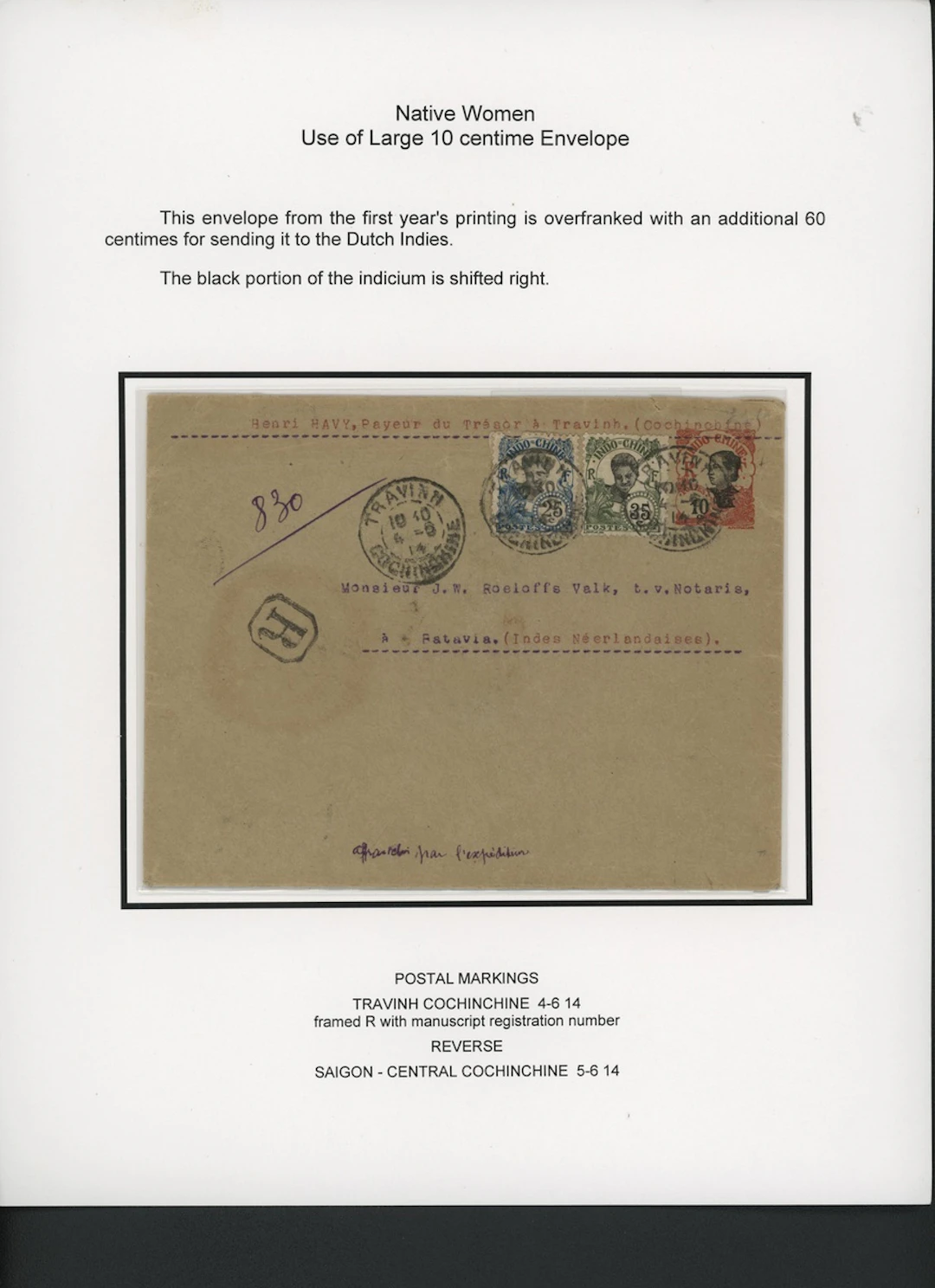 Indo-China French Indo-Chinese Post Office 1907 Native Women issue - stationery