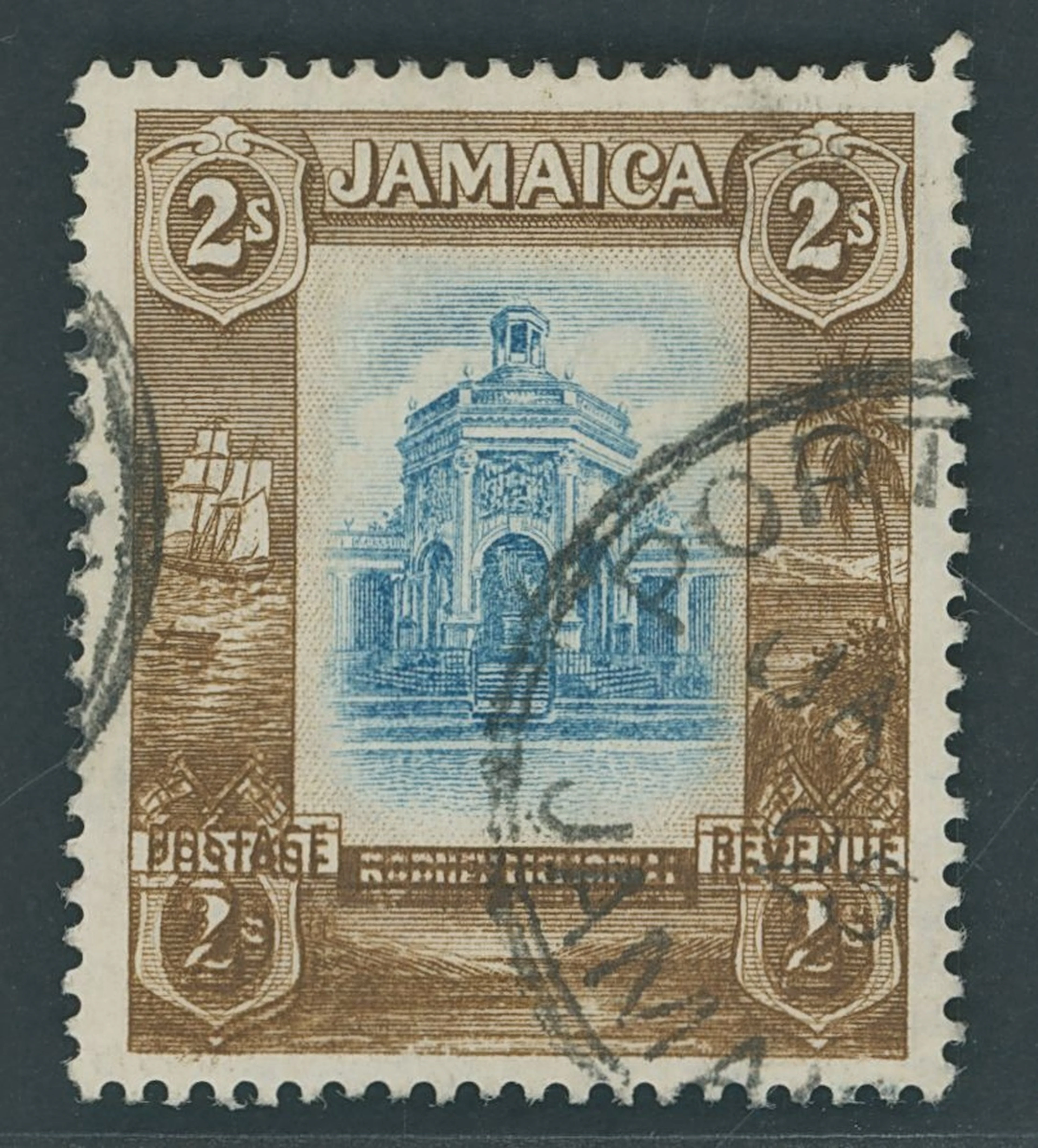 Jamaica 1921-29 Pictorial Issue Issued Stamp 2/- light blue and brown