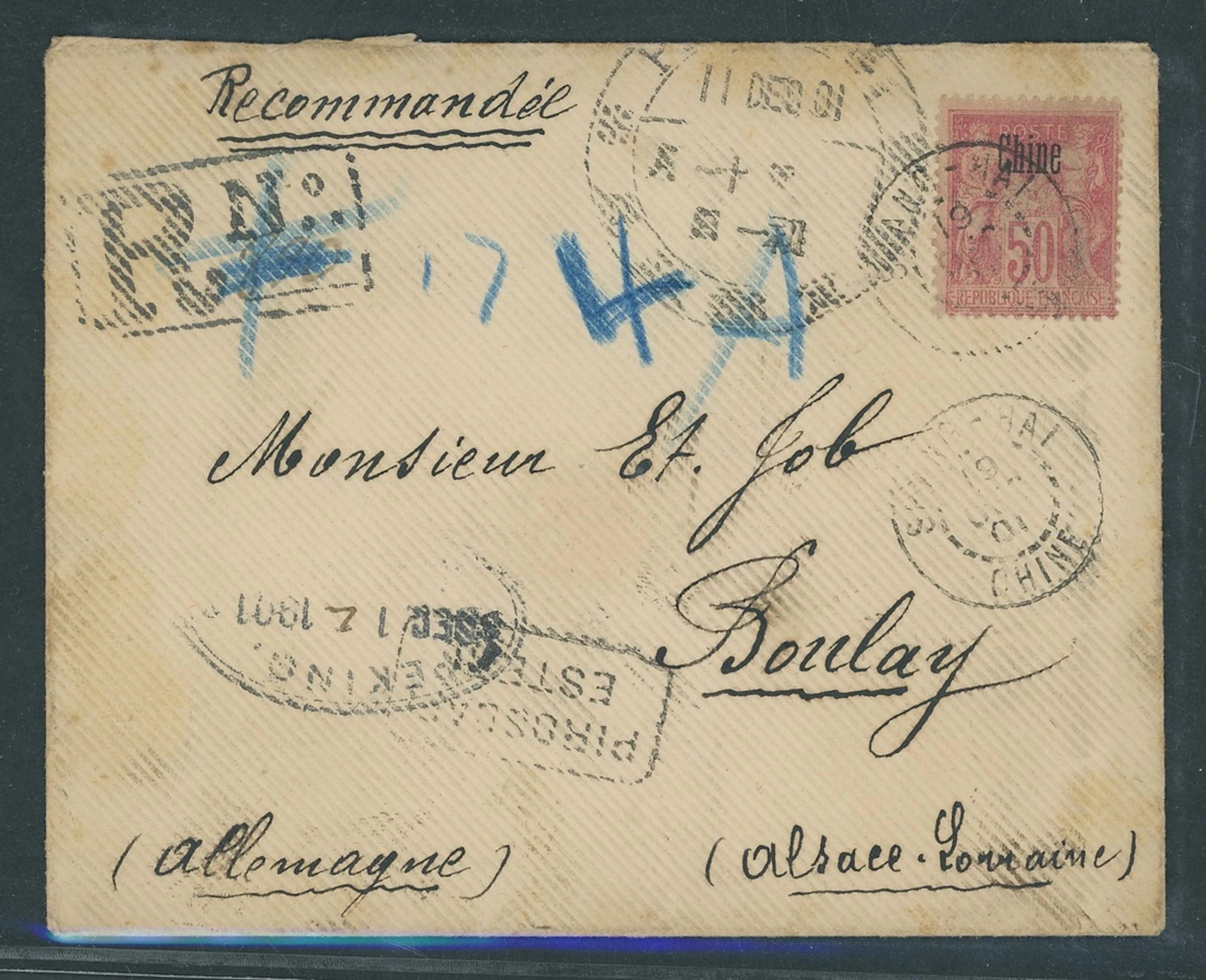 Foreign Post Offices French Post Office Paoting 1901 (11 Dec.) envelope