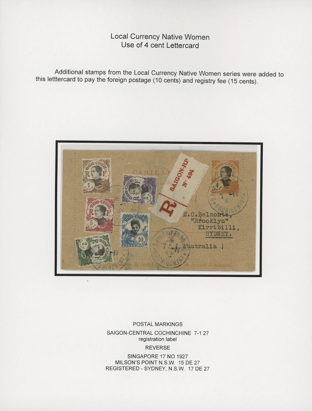 Indo-China French Indo-Chinese Post Office 1922 Native Women issue - stationery