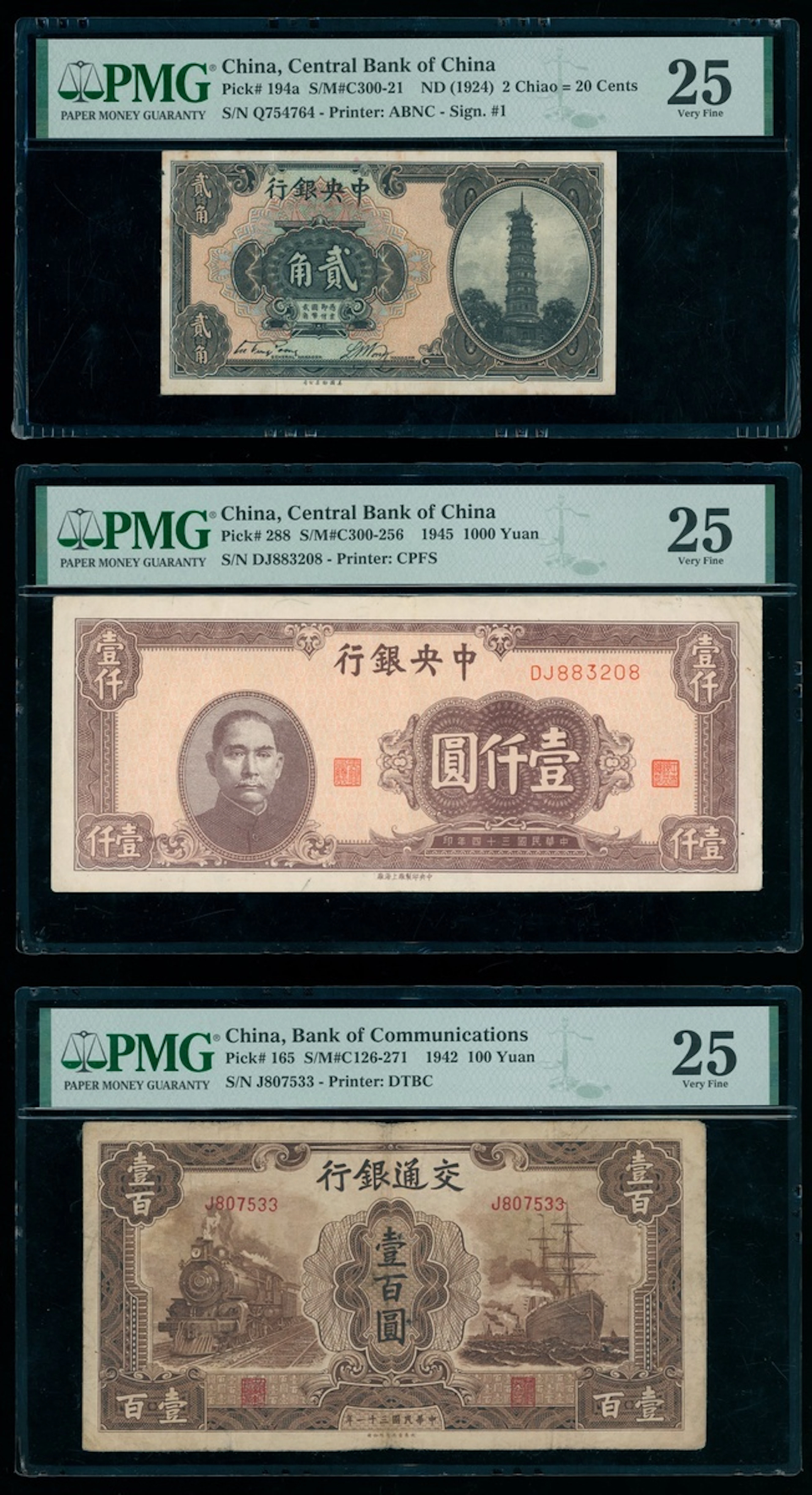 Chinese Banknotes, a group of 3x, including, (Pick 194a, 288, 165)