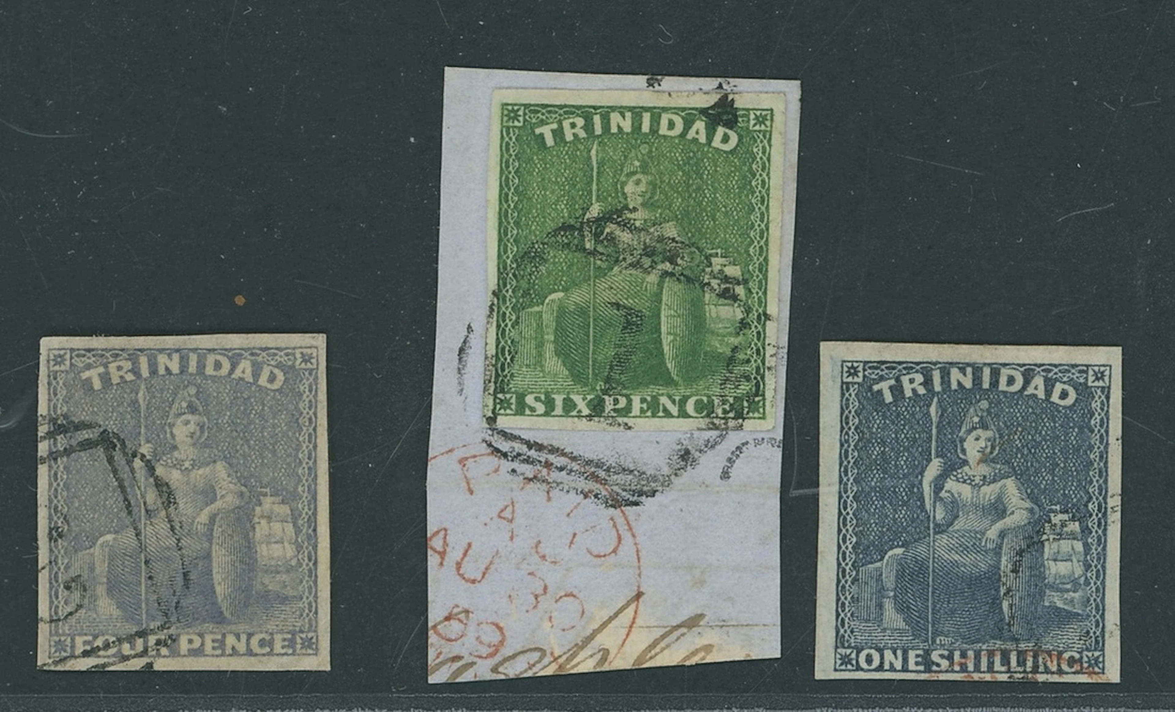 Trinidad 1859 (May) imperf 4d. grey-lilac, 6d. green (R.P.S. certificate