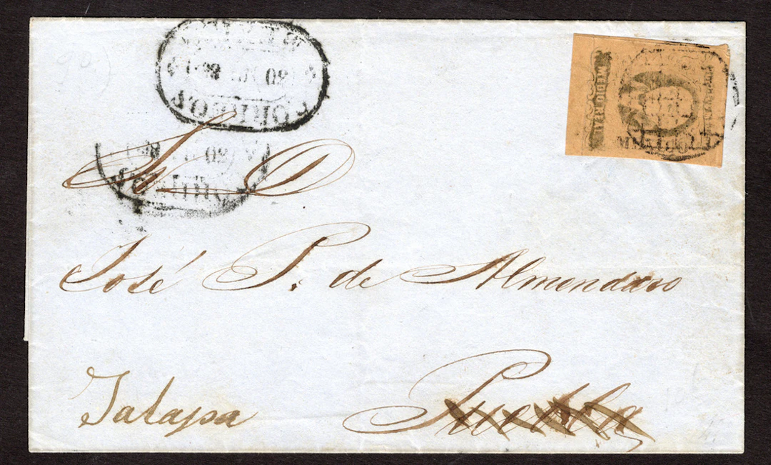 1861 "Hidalgos" Mexico District. ½r. Black on Brown, large margins