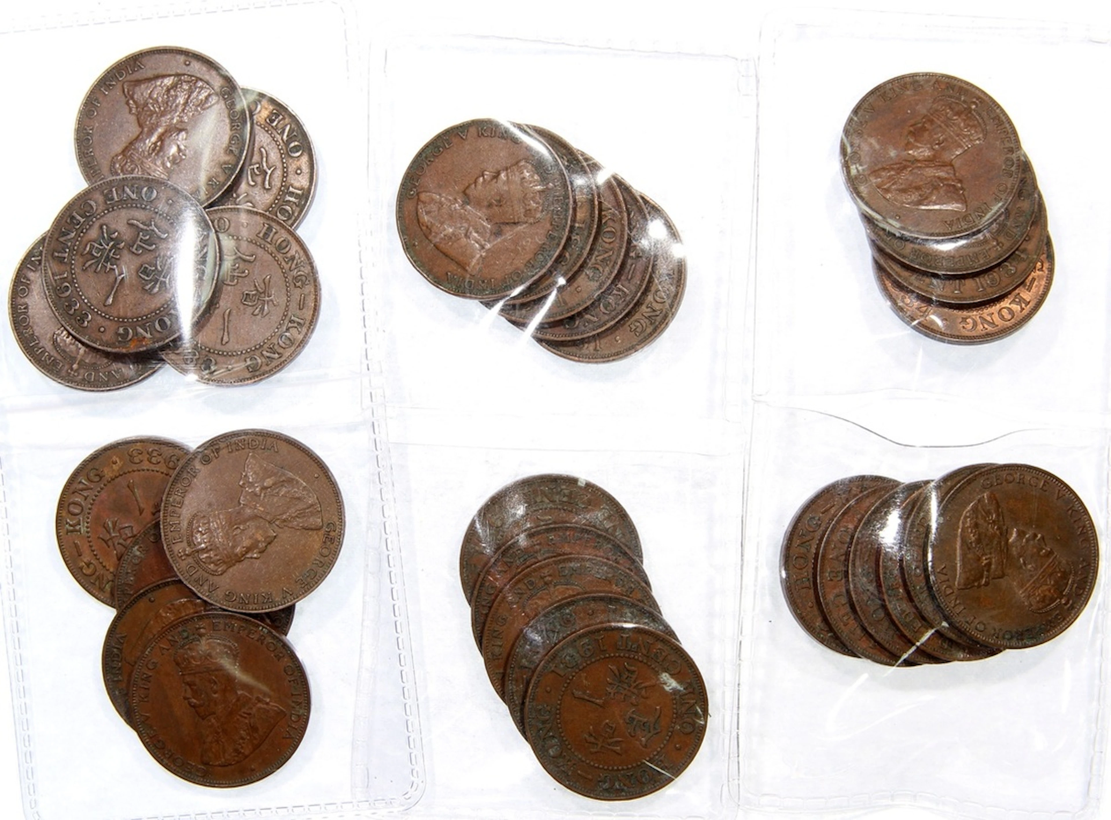 Hong Kong, George V, 1 cent (30), includes 1931 (10), 1933 (10), 1934 (10)
