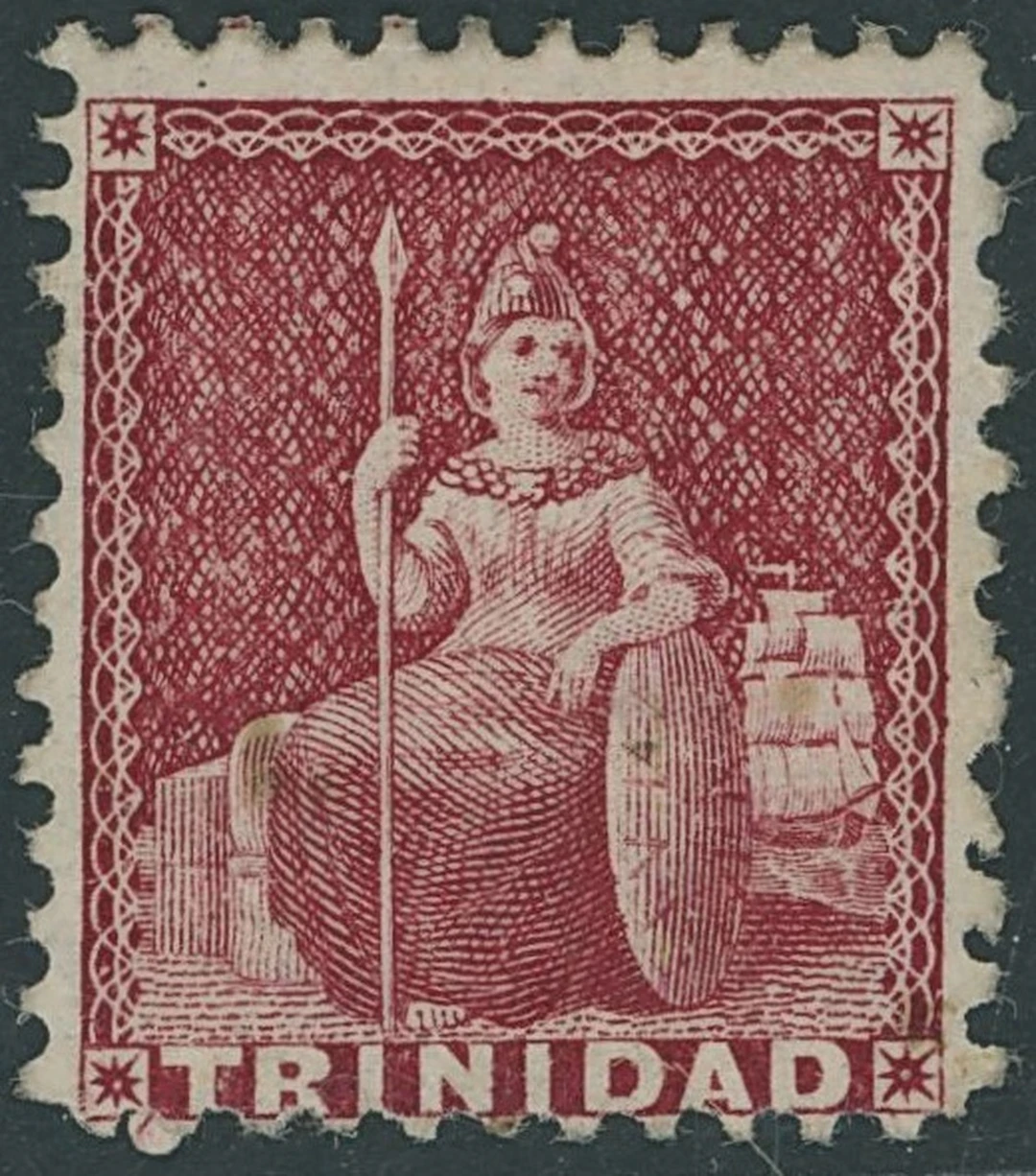 Trinidad 1862 thick paper, perf 11½, 12 compound with 11 (at right)