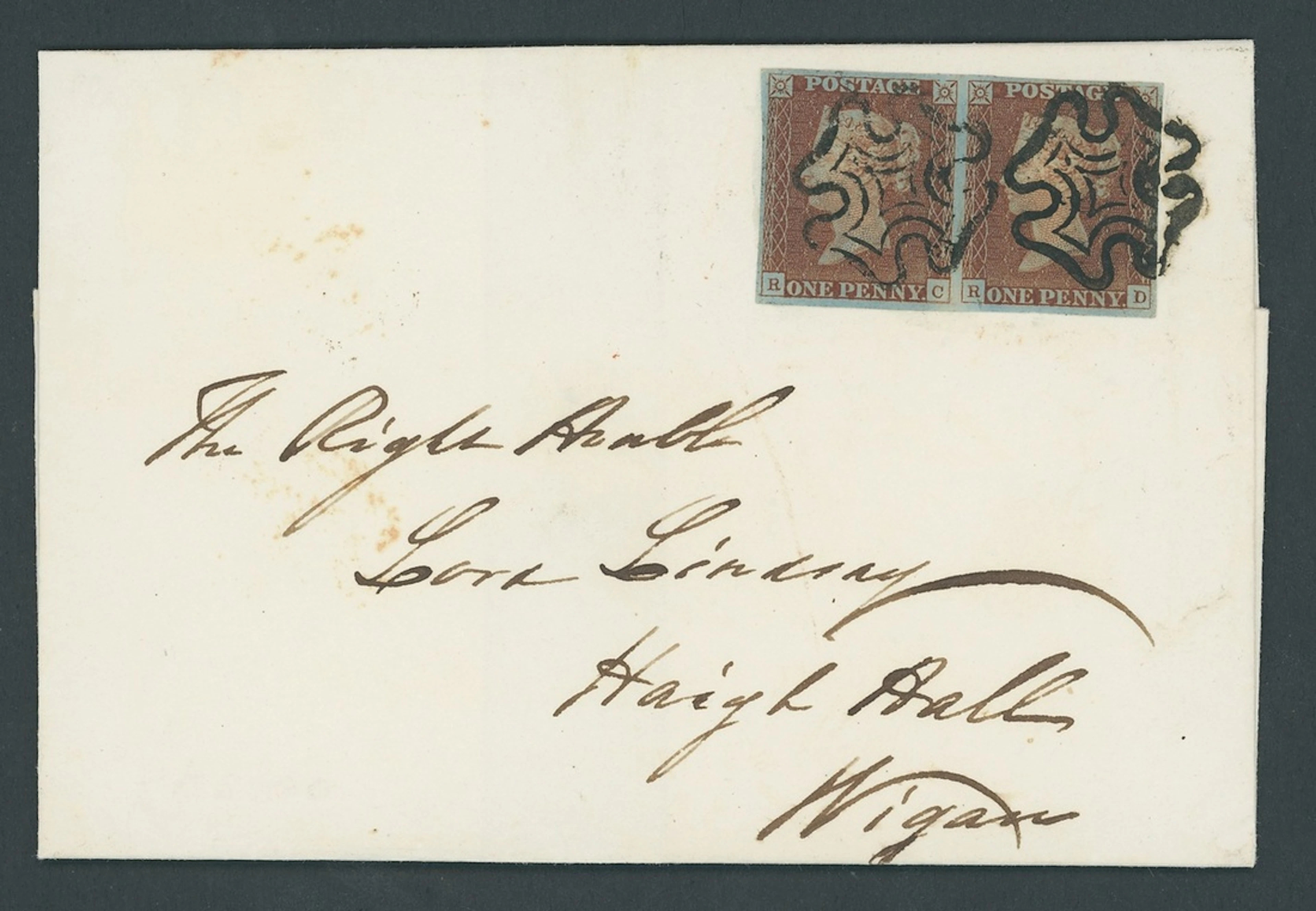 Great Britain 1841-53 One Penny Red-Brown Plate 13: RC-RD horizontal
