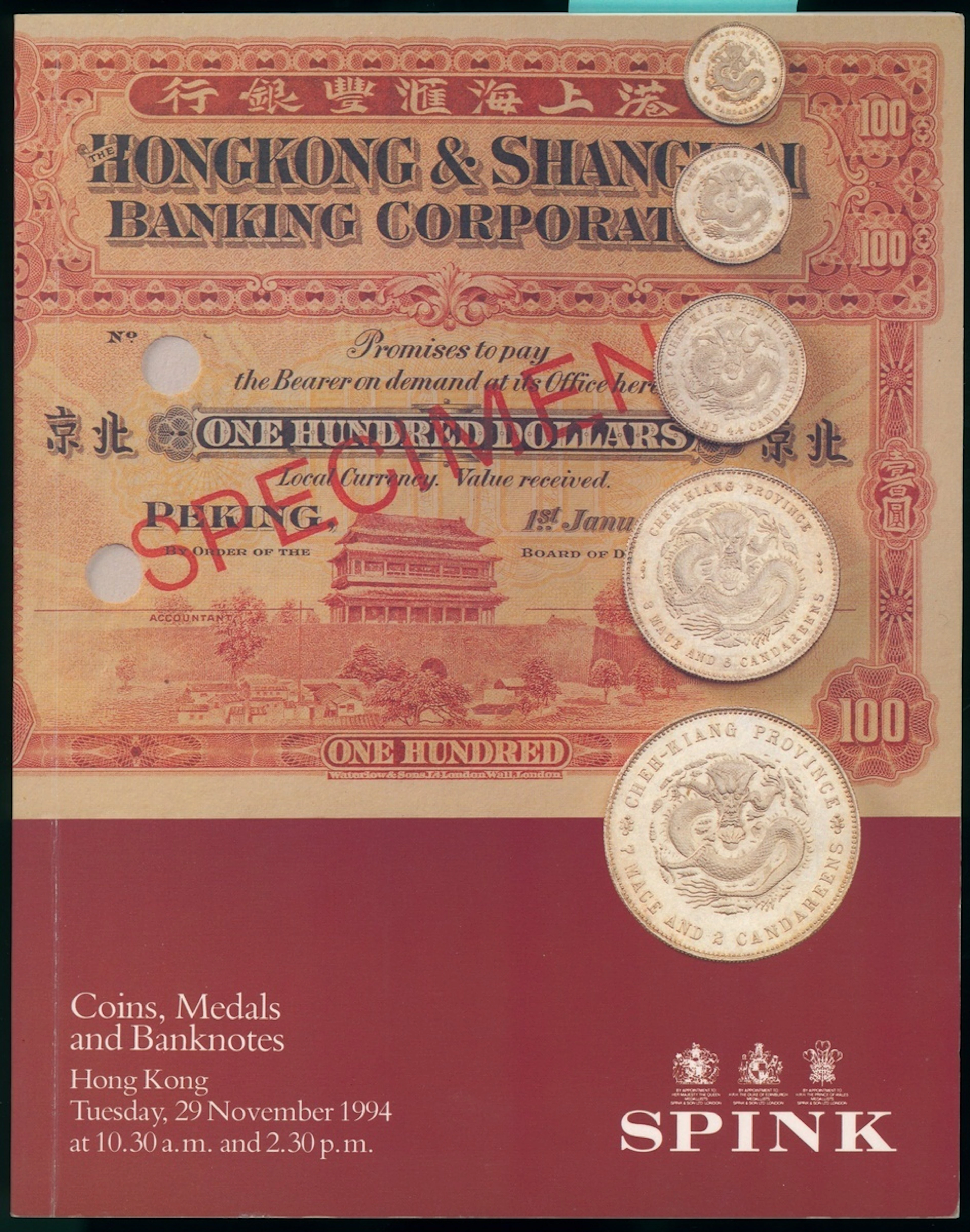 Catalogue: Spink, Coins, Medals and Banknotes, Hong Kong, 29 November