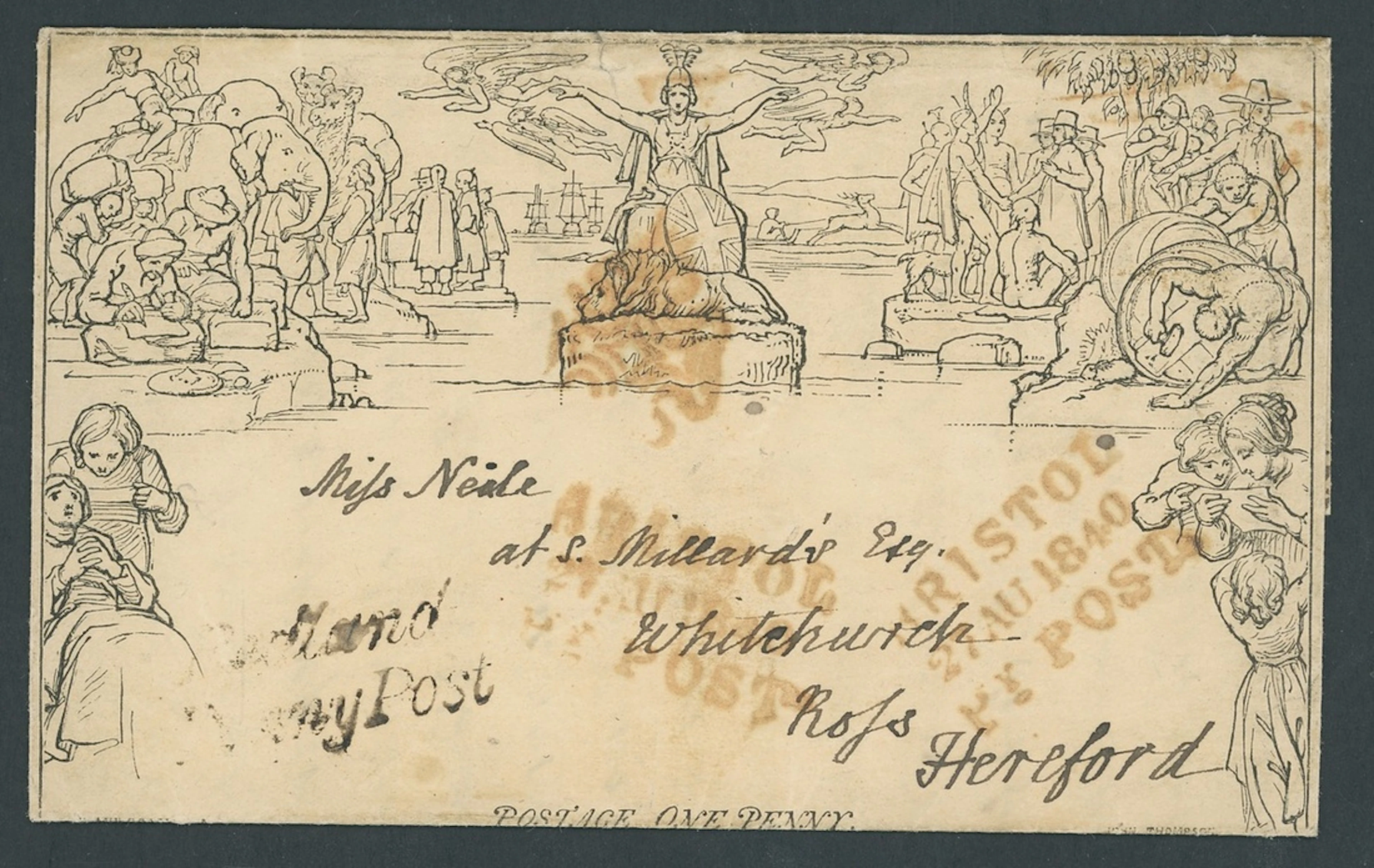 Great Britain 1840 Mulready One Penny Lettersheet Stereo missing