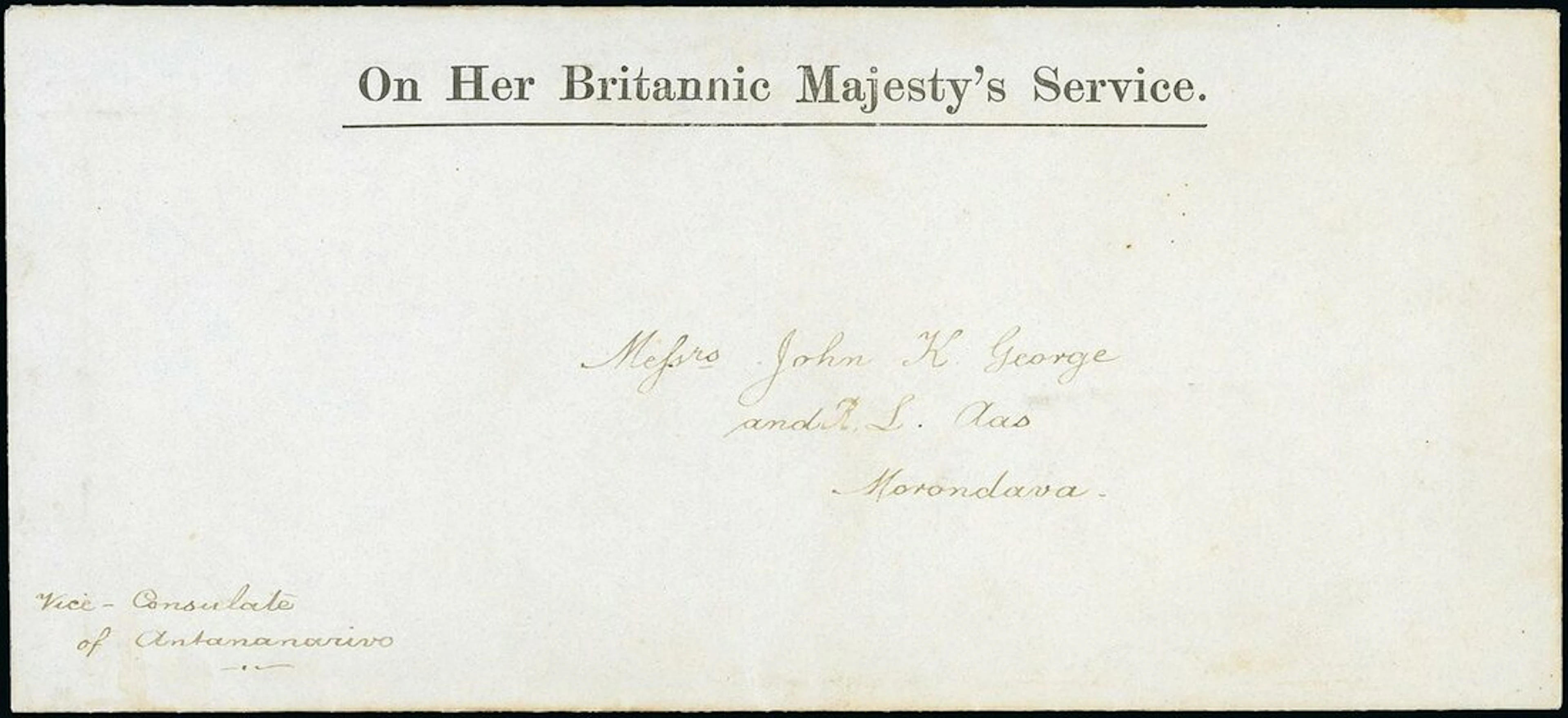 Madagascar Early Postal History 1882 "On Her Britannic Majesty's Service"