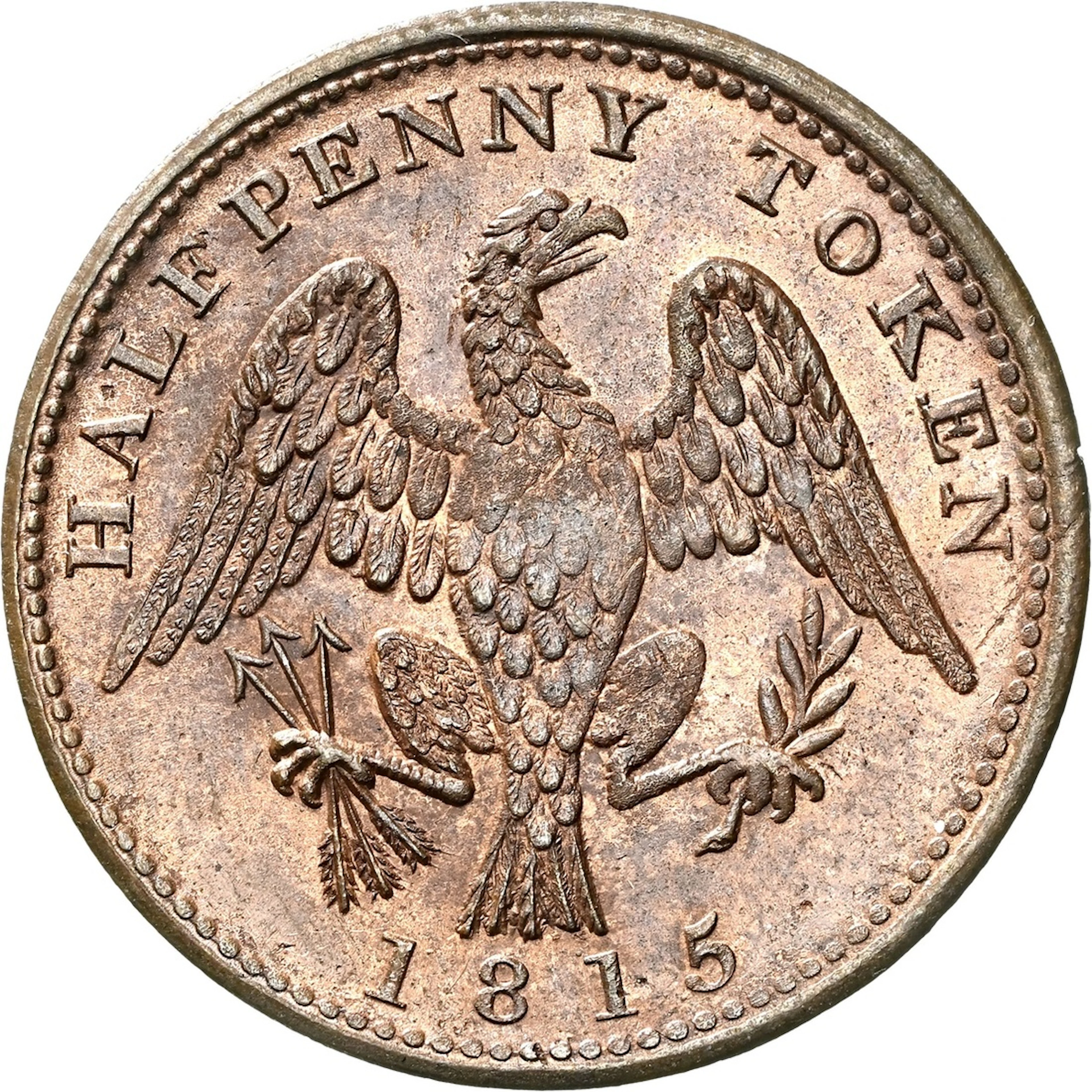NGC MS63 BN | Canada, Lower Canada, Britannia & Eagle Halfpenny Token, 1815