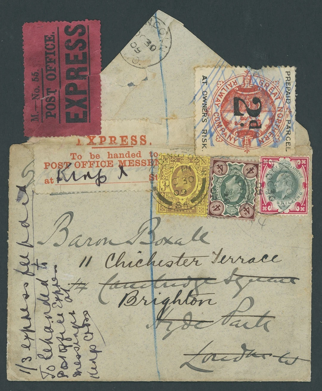 Great Britain Postal History Express Mail 1909 (30 Oct.) envelope