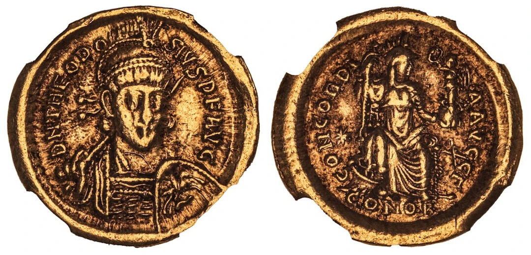 NGC Ch VF | Roman Empire, Theodosius II (AD 402-450), AV Solidus
