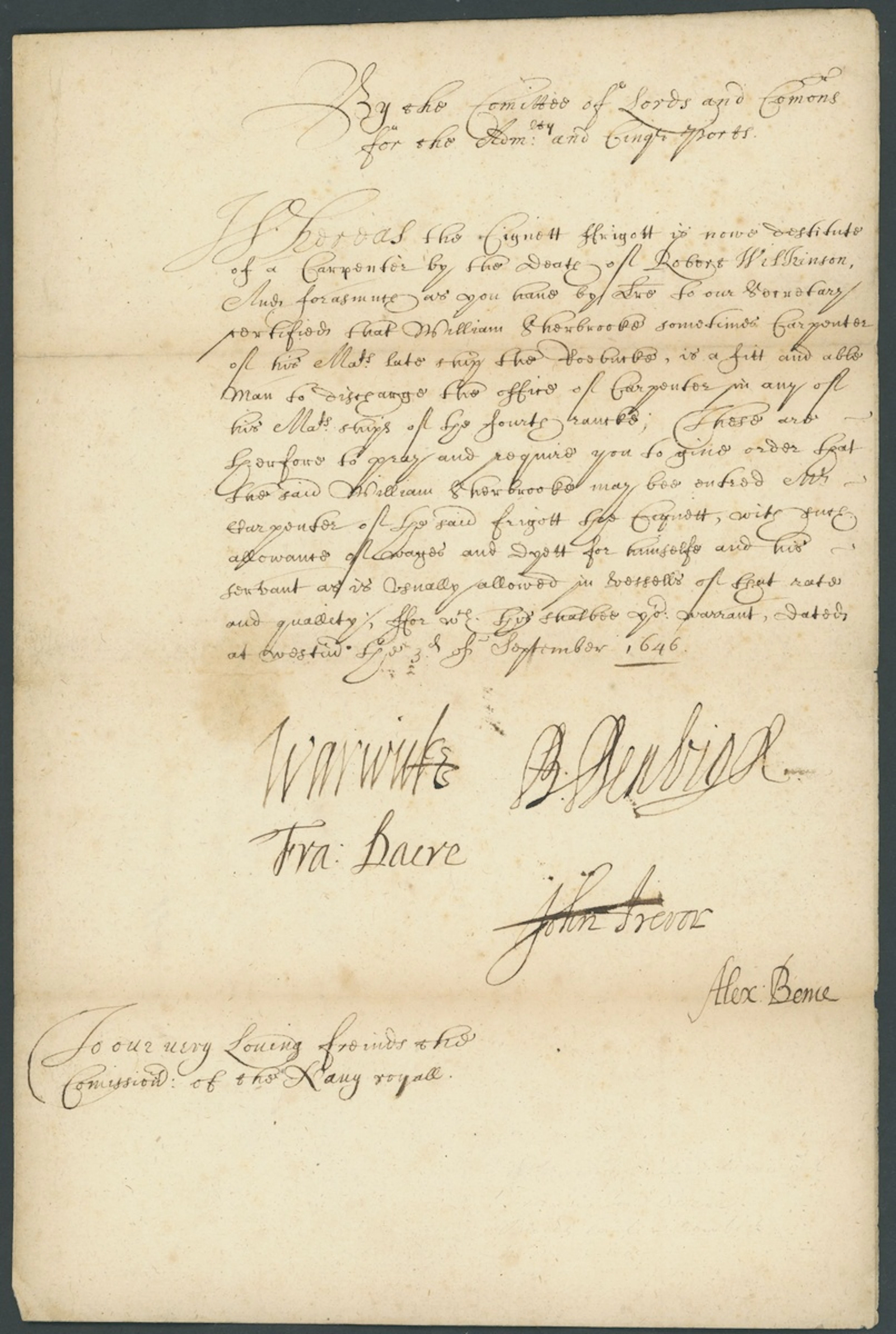 Parliamentary Navy 1646-52, four documents of Naval subject:1646 (4