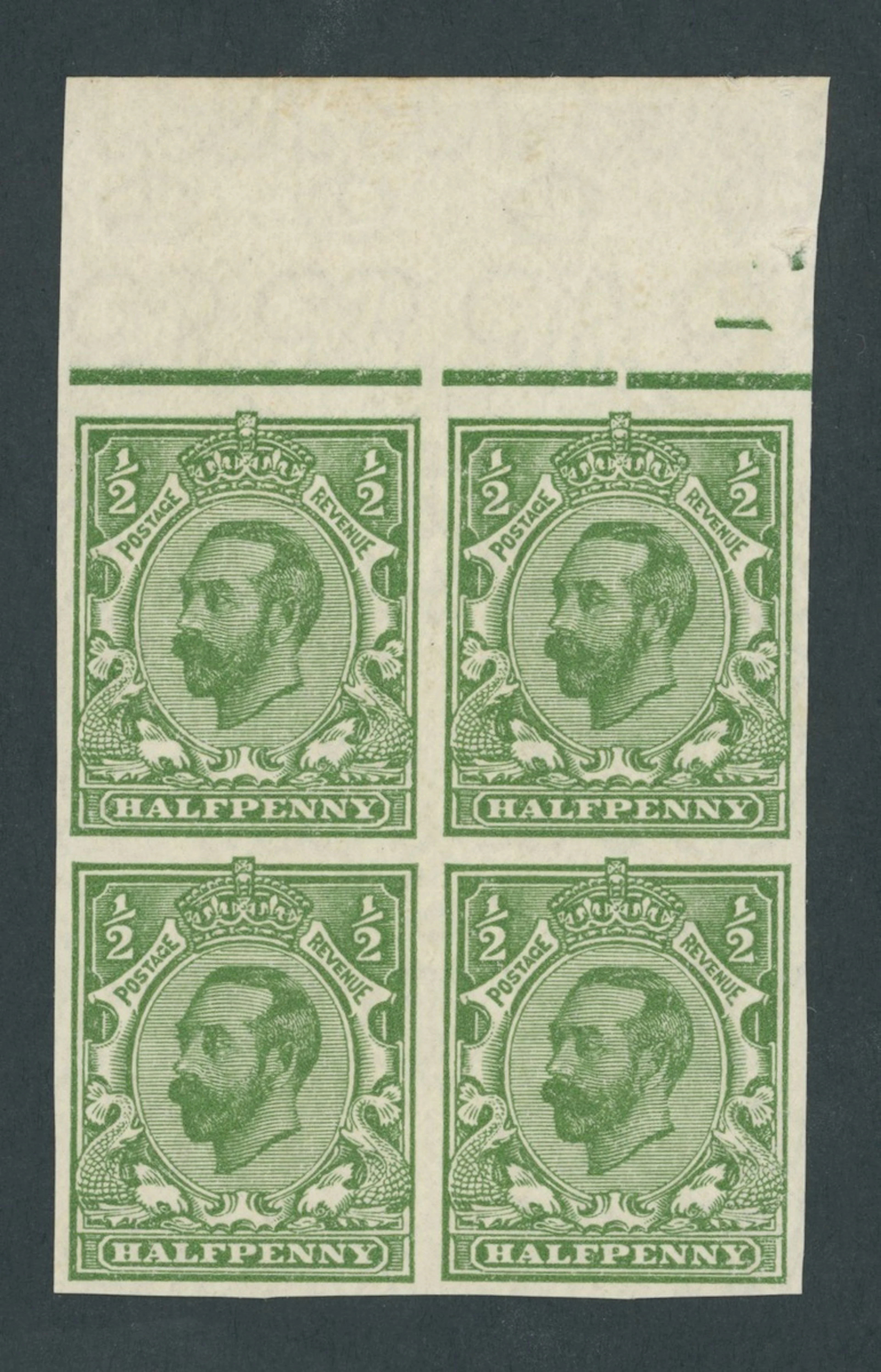 Great Britain King George V 1911-12 Downey Head ½d. green imperforate