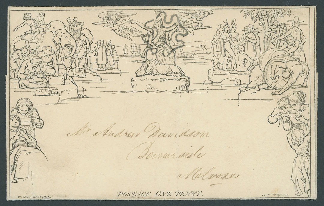 Great Britain 1840 Mulready One Penny Lettersheet A23, dated 4 May
